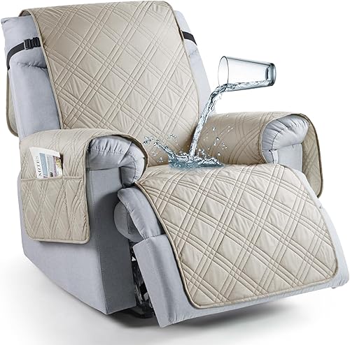 Miniatura 11 de TAOCOCO Funda impermeable para silla reclinable, antideslizante, de gran tamaño, para silla reclinable con bolsillo, funda para silla reclinable
