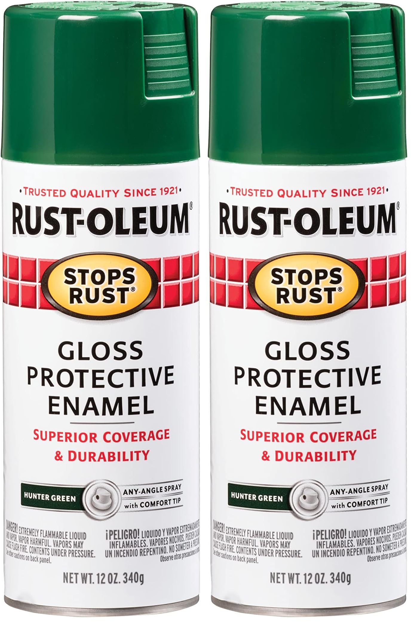 Rust-Oleum 7738830 Stops Rust Spray Paint, 12 oz, Gloss Hunter Green (Pack of 2)