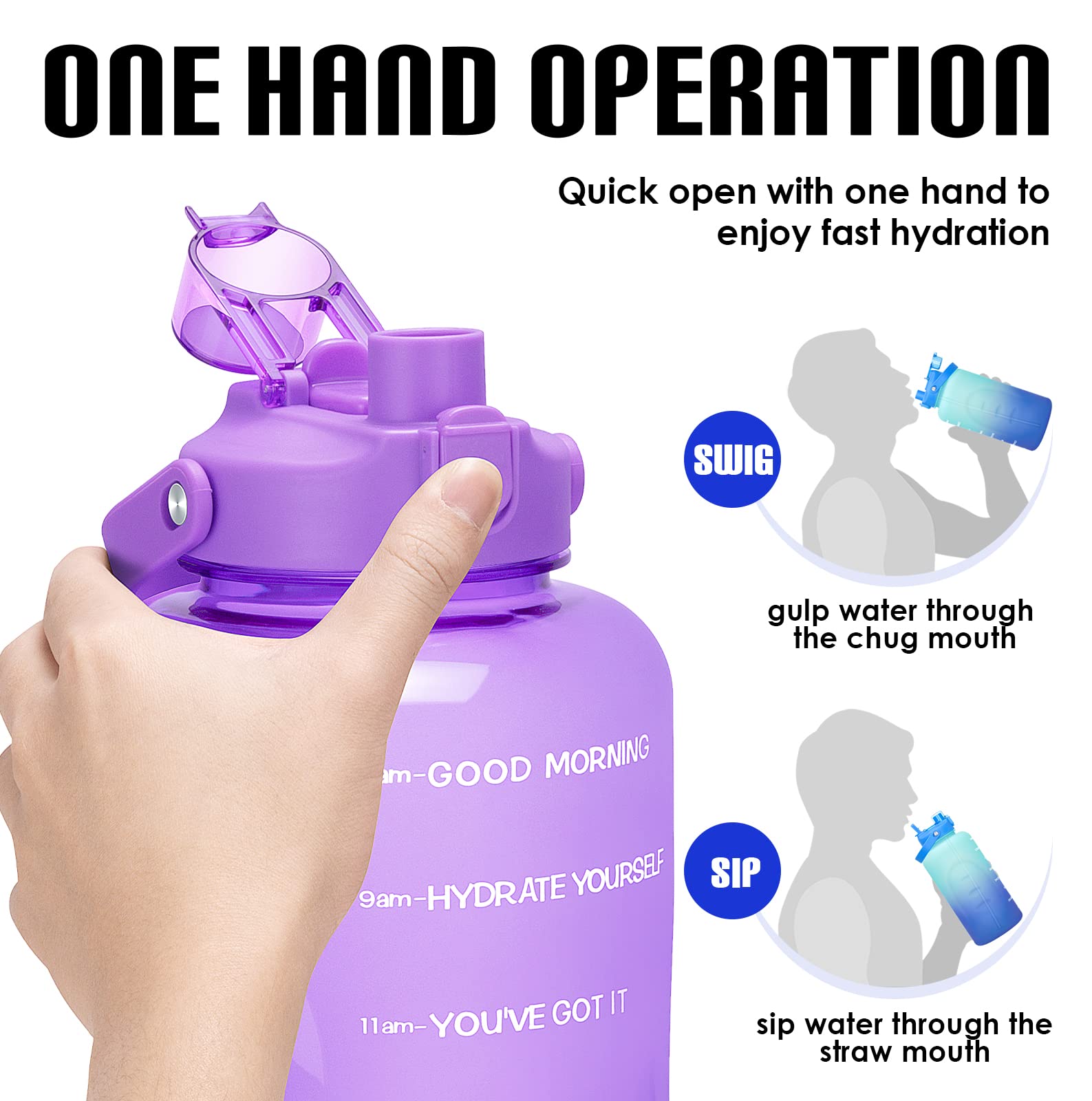 HydroPal Wasserflaschen mit Strohhalm, 3.6 l Wasserflasche Wasserkrug BPA-frei, auslaufsichere Sportflasche mit Zeiten zum Trinken, perfekt für Fitness, Camping, Outdoor (3.6 l Amethyst) | Innovativer 2-in-1-Deckel mit Trinkzeiten, motivierend, groß, für
