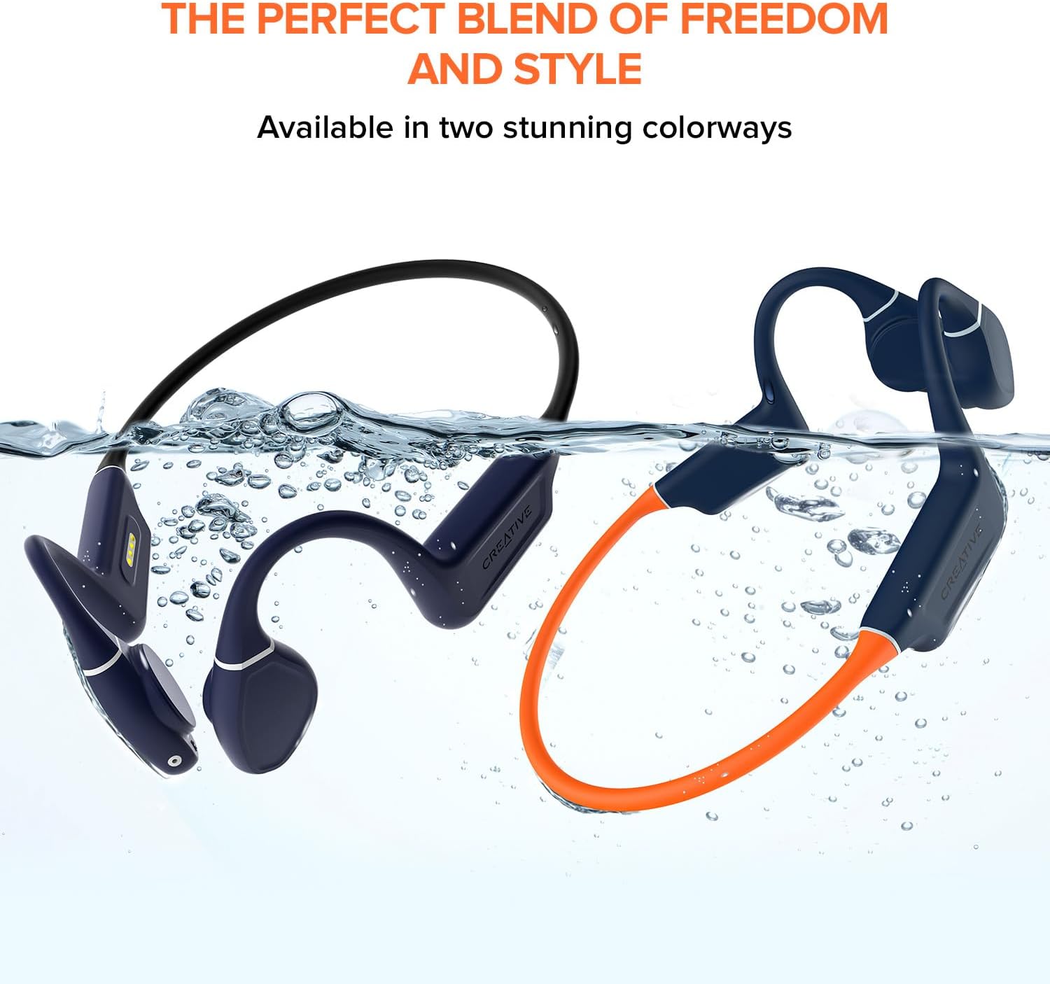Person using Creative Outlier Free Pro+ Headphones outdoors