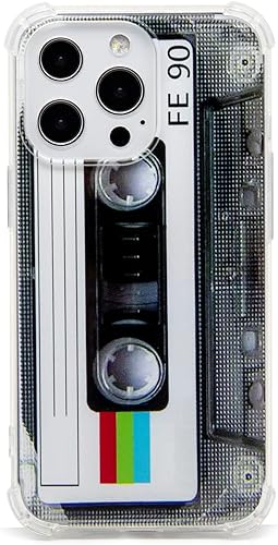 Funda para iPhone 13 Pro, acabado mate, resistente, suave, con esquinas reforzadas, TPU suave, parachoques retro, funda de cinta de casete