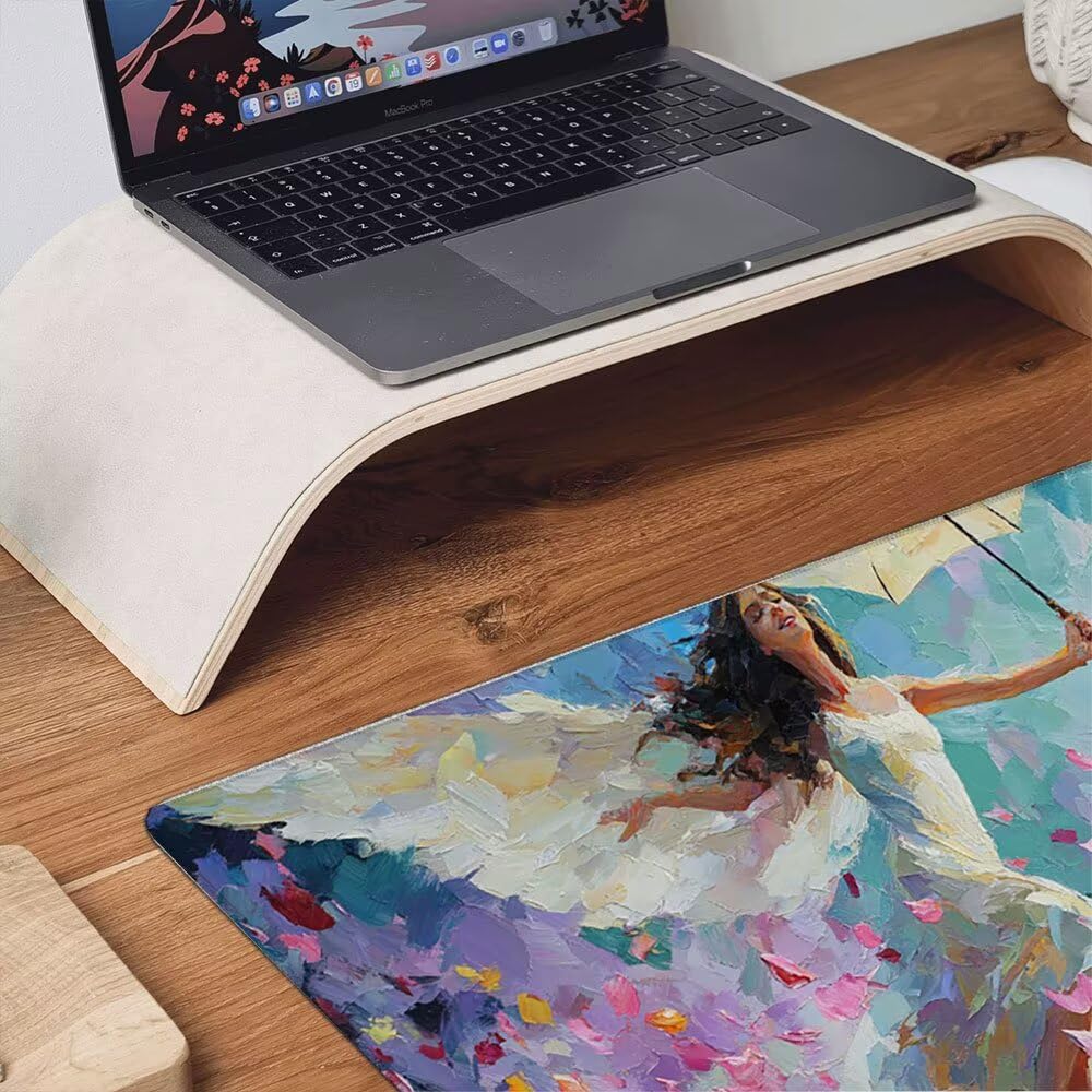Alfombrilla Ratón XXL Alfombrilla Escritorio 1800x900mm Mouse Pad Mejora la Precisión y la Velocidad con Base de Goma Antideslizante y Bordes Cosidos Duradera Cómoda, Juegos (Chica Paraguas) xR8-686