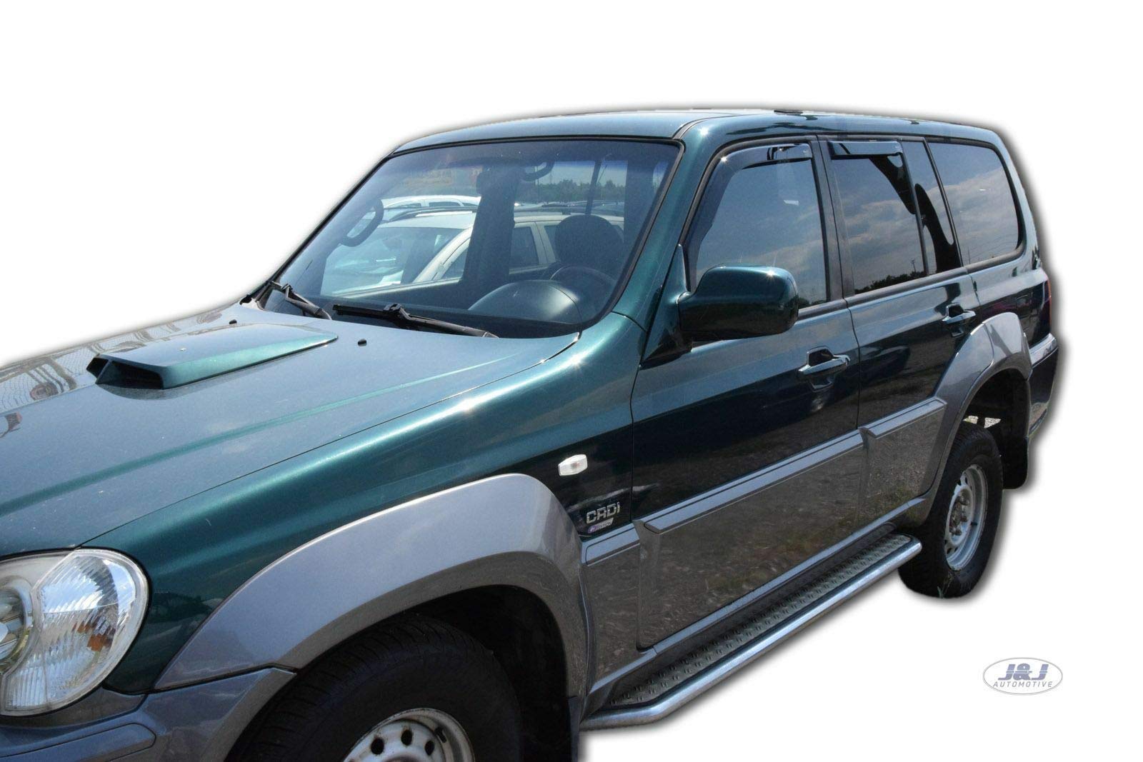 J&J AUTOMOTIVE Deflettori d'Aria per Hyundai Terracan 2001-2006, Set da 4 Pezzi, Nero Fumé Oscurato Heko