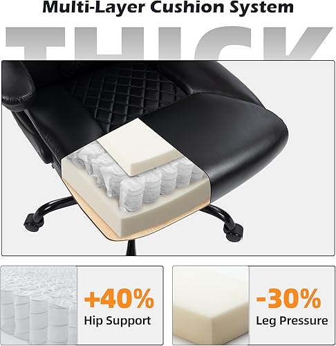 Miniatura 4 de Silla de oficina  Silla ergonómica de escritorio para computadora con respaldo alto con función mecedora y soporte lumbar, silla ejecutiva cómoda y