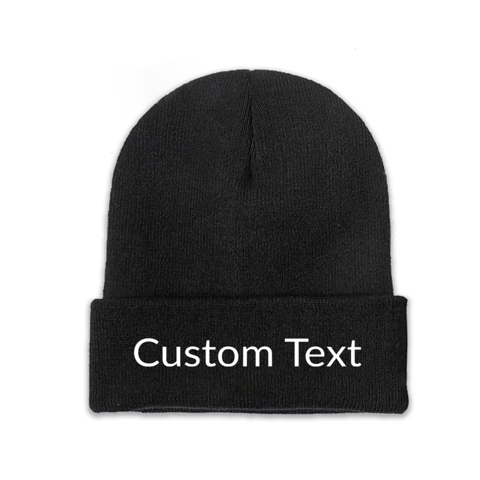 Miujonvy Custom Hat Slouch Black Beanie Custom Text Warm Beanie Cap