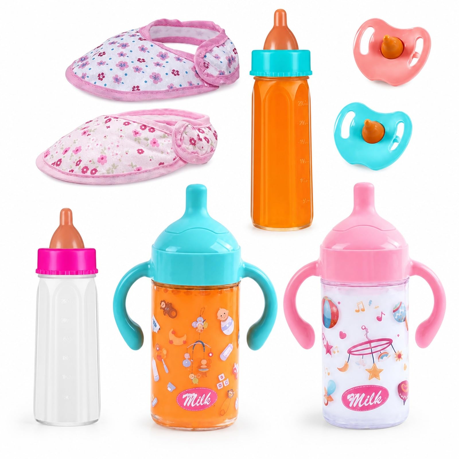 Poivgew 8 Piece Doll Accessories Feeding Bottle and Soother Set