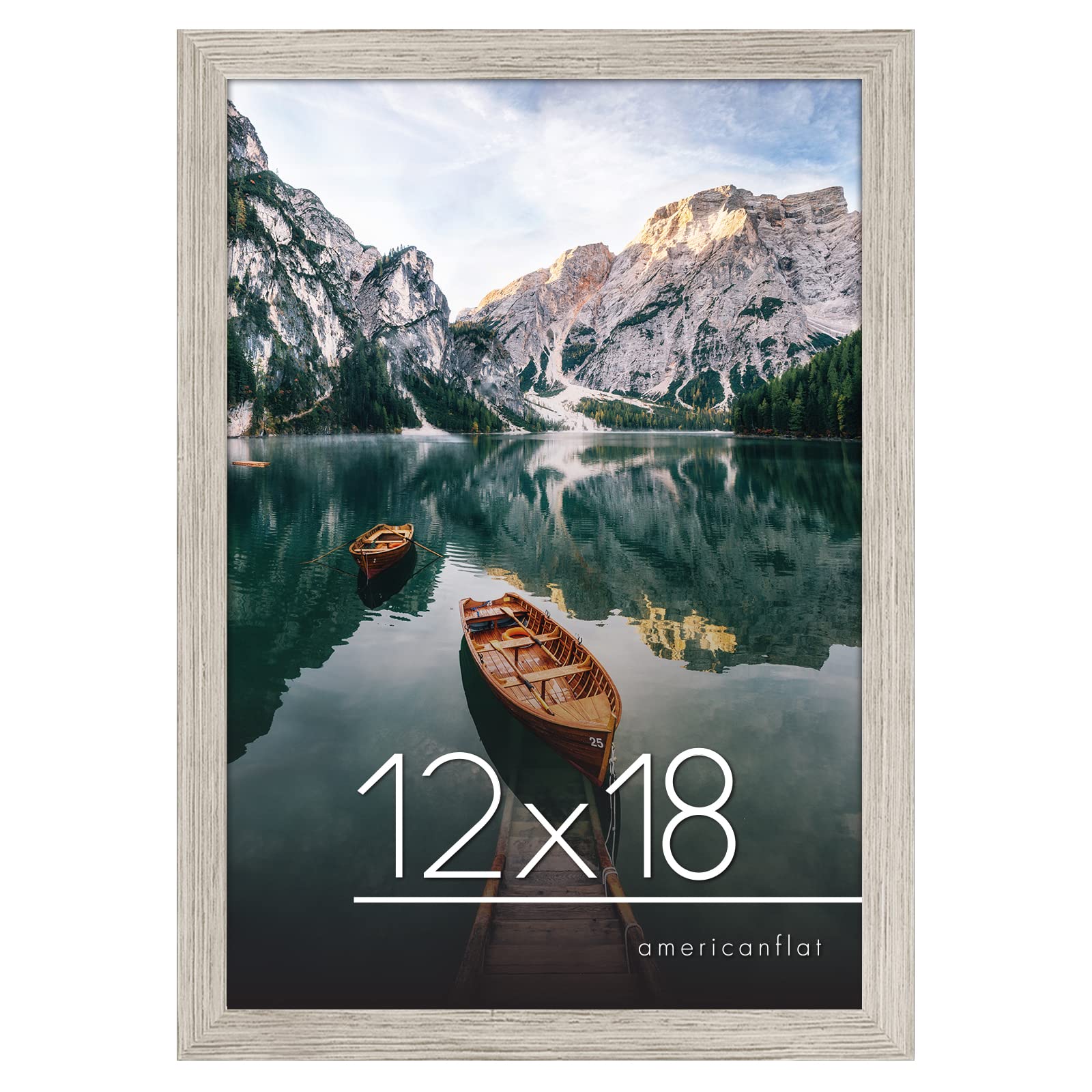 Americanflat 12x18 Picture Frame in Driftwood - Engineered Wood with Shatter Resistant Glass - Horizontal and Vertical Formats for Wall
