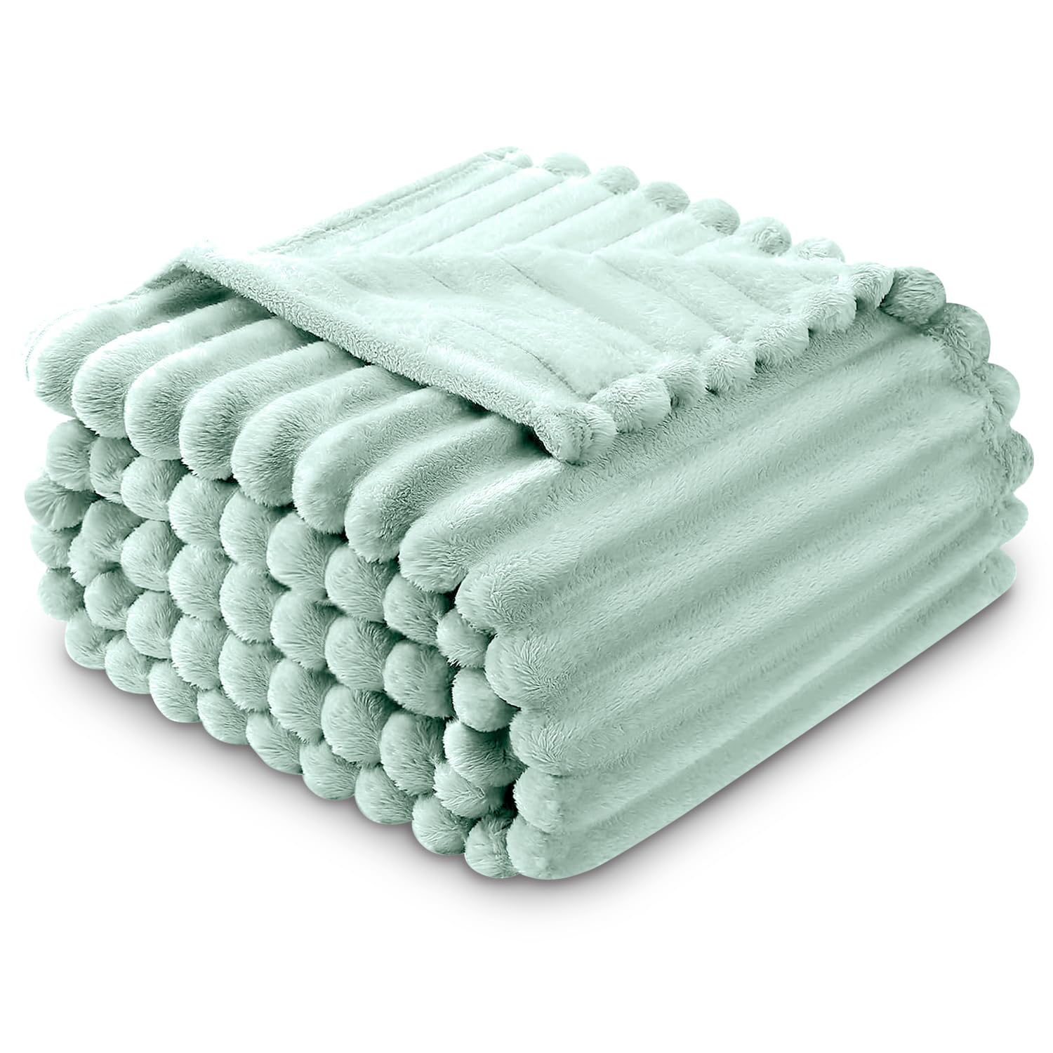GC GAVENO CAVAILIA Ribbed Throw Blankets Large - Warm Cosy Blanket Throws For Sofas, Bed, Chair, Couch, Sette - Soft Thermal Blanket King Size (200x240 Cm) - Machine Washable - Easycare - Duck Egg