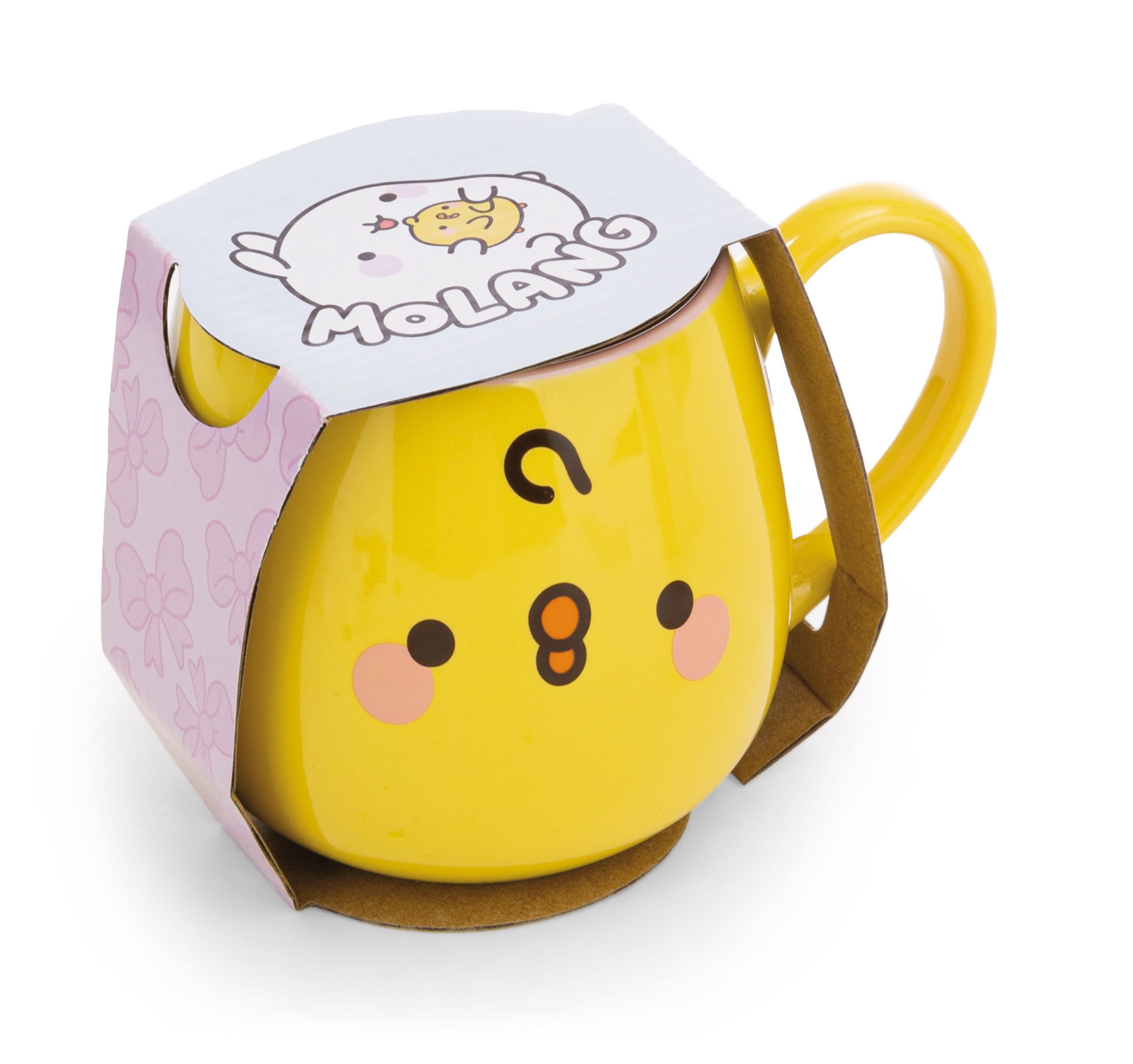 NICI 62797 kubek Piu Piu, z banderolą, porcelanowy kubek, starannie zaprojektowany, uroczy dodatek do kuchni, biura i domu, słodki prezent dla ukochanej osoby, 400 ml 8 x 9 cm, żółty
