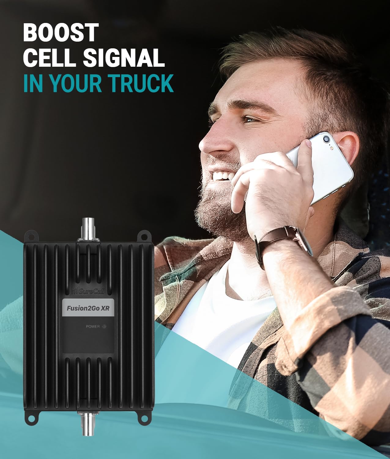 SureCall Fusion2Go XR OTR Cell Phone Signal Booster for Trucks | Boosts 5G & 4G LTE for All US Cellular Carriers Verizon, AT&T, T-Mobile | High-Performance for Large Vehicle, USA Company, FCC Approved
