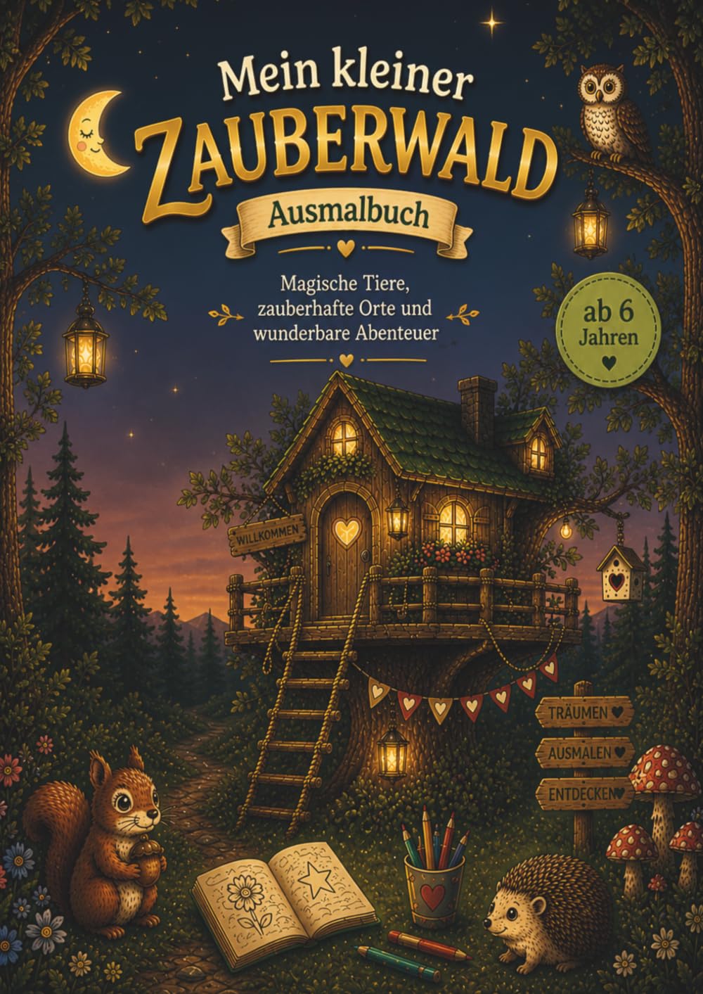 Mein kleiner Zauberwald: Ein Ausmalbuch mit liebevollen Motiven und kleinen Reimen