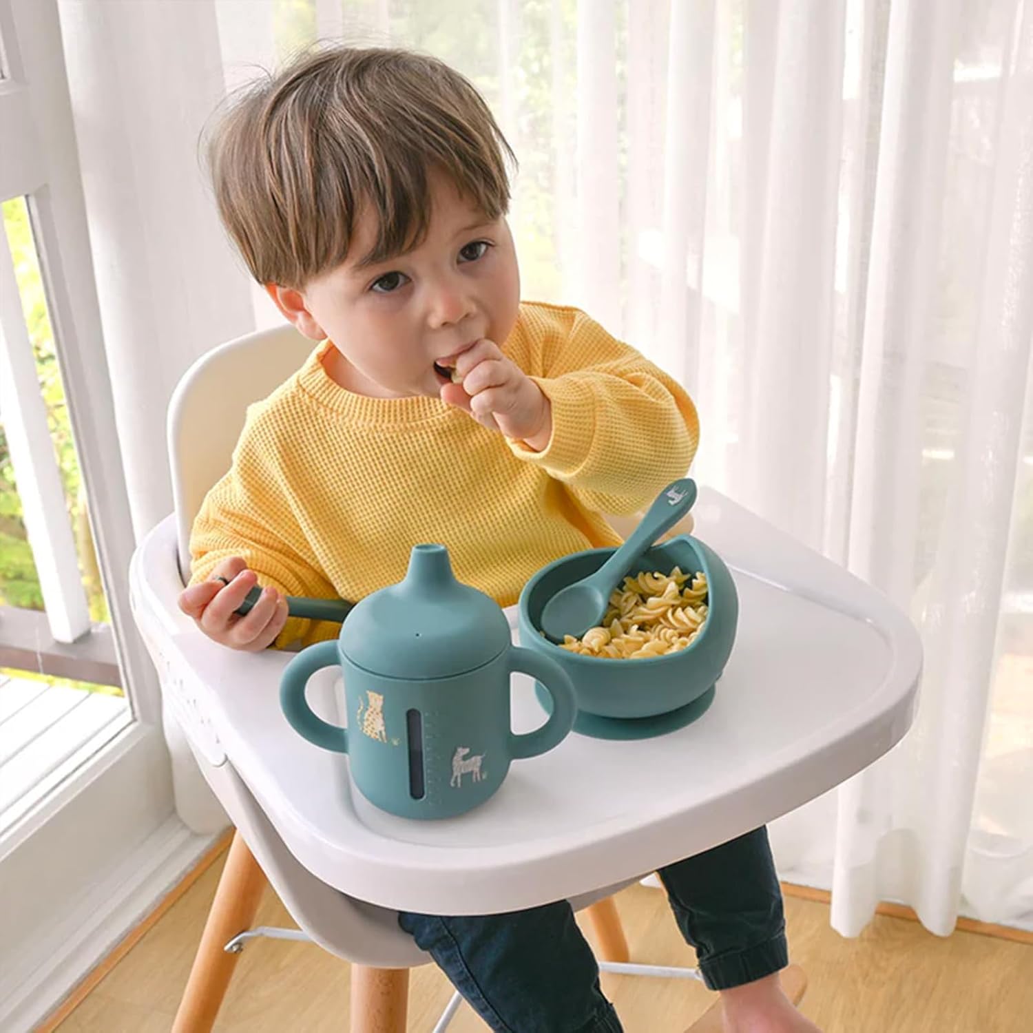 LITTEL RAWR Silicone Baby Sippy Cups for 6 months+, 3 Stages Training Cup Straw Cup for Infants Toddlers and Kid, Soft Spout and Handles Unbreakable Easy Grip 8.5oz/250ml (Beige) - Image 6