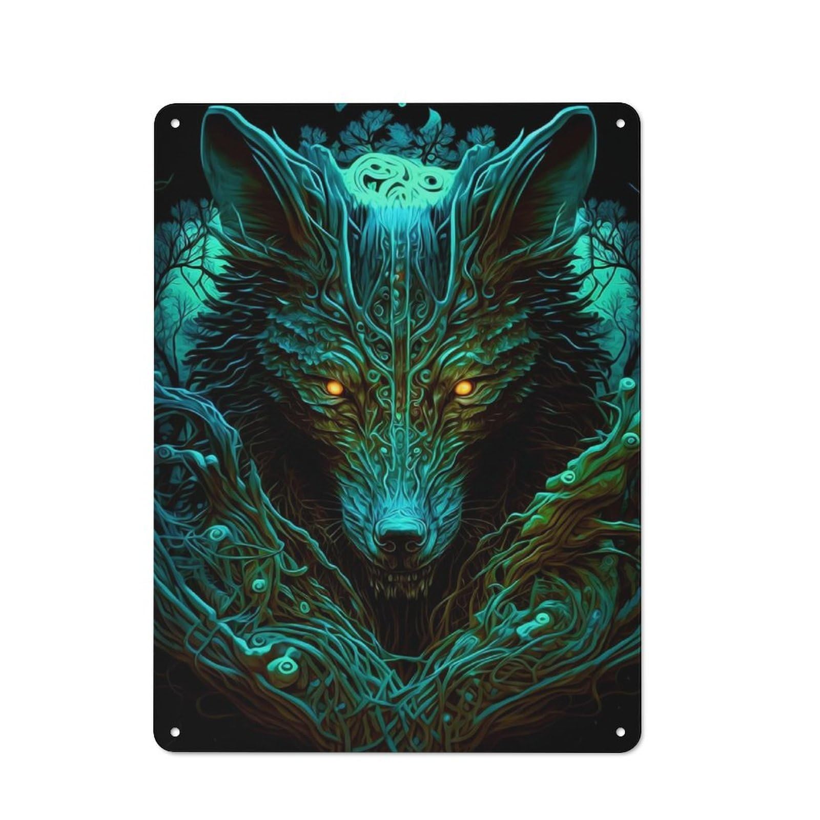 Junmoney Wolf Friendly Cafe Metal Sign 40X30cm, Restaurant Wall Art For Coffee Bar, Small Shop Or Dining Room