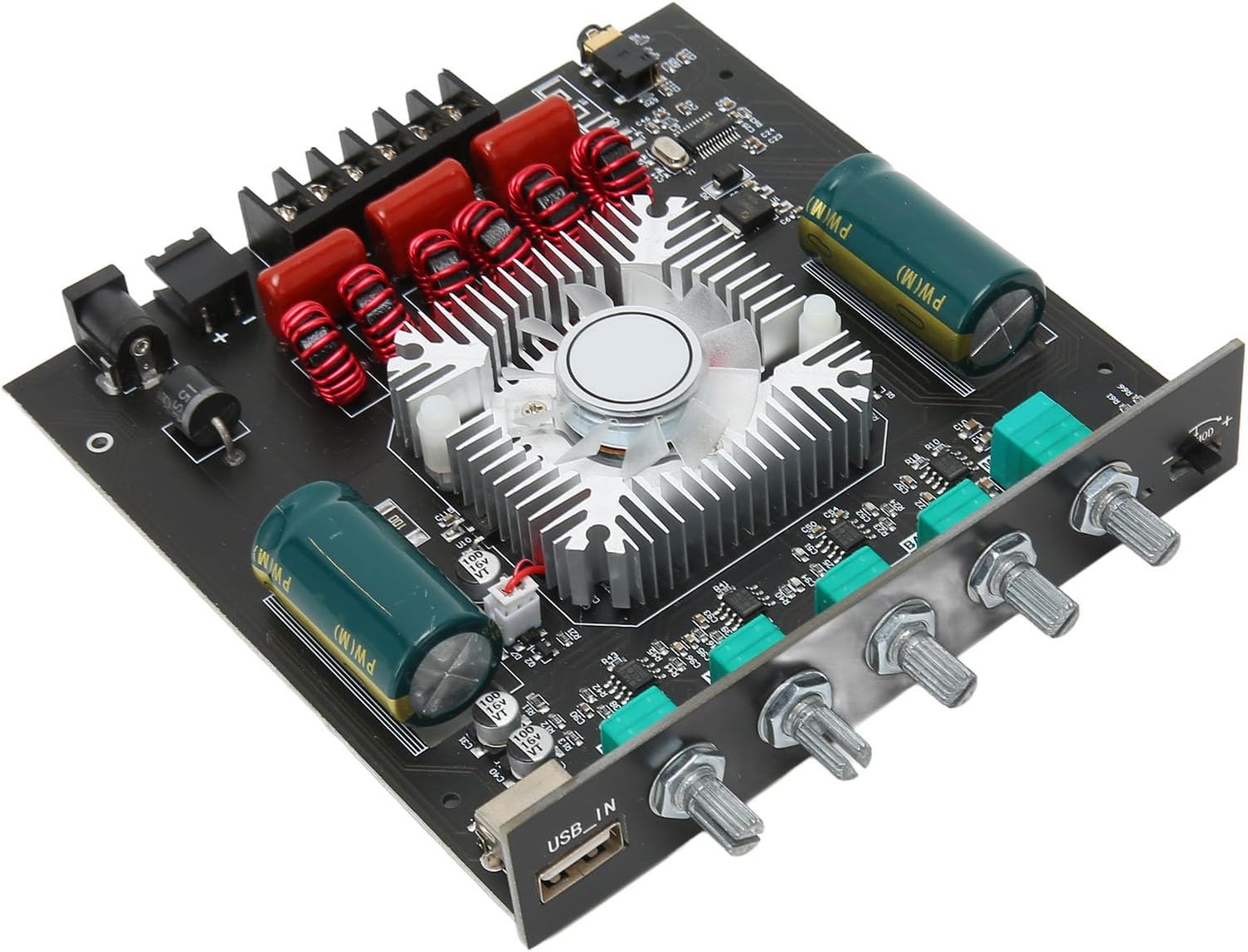Goshyda TDA7498E Amplifier Board 160Wร2+220W 2.1CH Subwoofer Amplifier Module with Treble Bass Control AUX USB Inputs 15V-36V