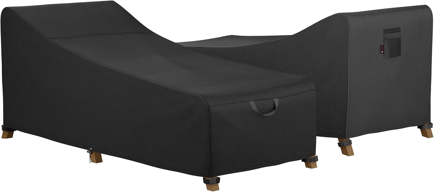 iBirdie Outdoor Chaise Lounge Cover 76L x 32W x 32H inch Waterproof Patio Furniture Covers Lawn Pool Chair Cover 2 Pack Black