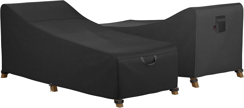 iBirdie Outdoor Lounge Chaise Chair Cover 80L x 28W x 28H inch Waterproof Patio Furniture Covers Lawn Pool Chair Cover 2 Pack Black