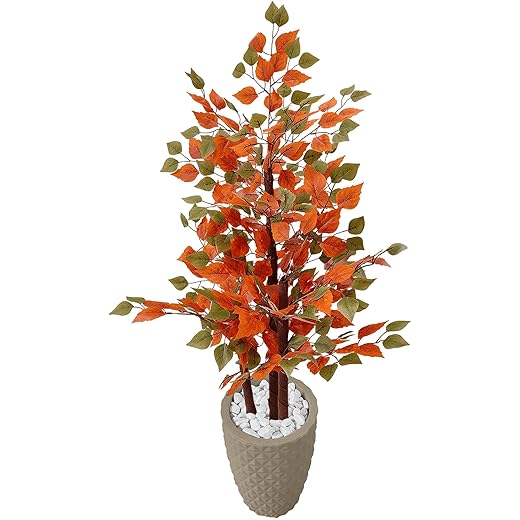 Plantas Artificiais Para Sala: Beleza Duradoura E Baixa Manutenção Ficus Outono Planta Artificial 3D