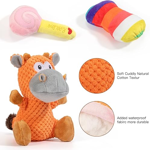 Miniatura 3 de Pubialo Paquete de 4 juguetes chirriantes para perros de Navidad Papá Noel reno tira de guerra para perros juguetes chirriantes para perros y