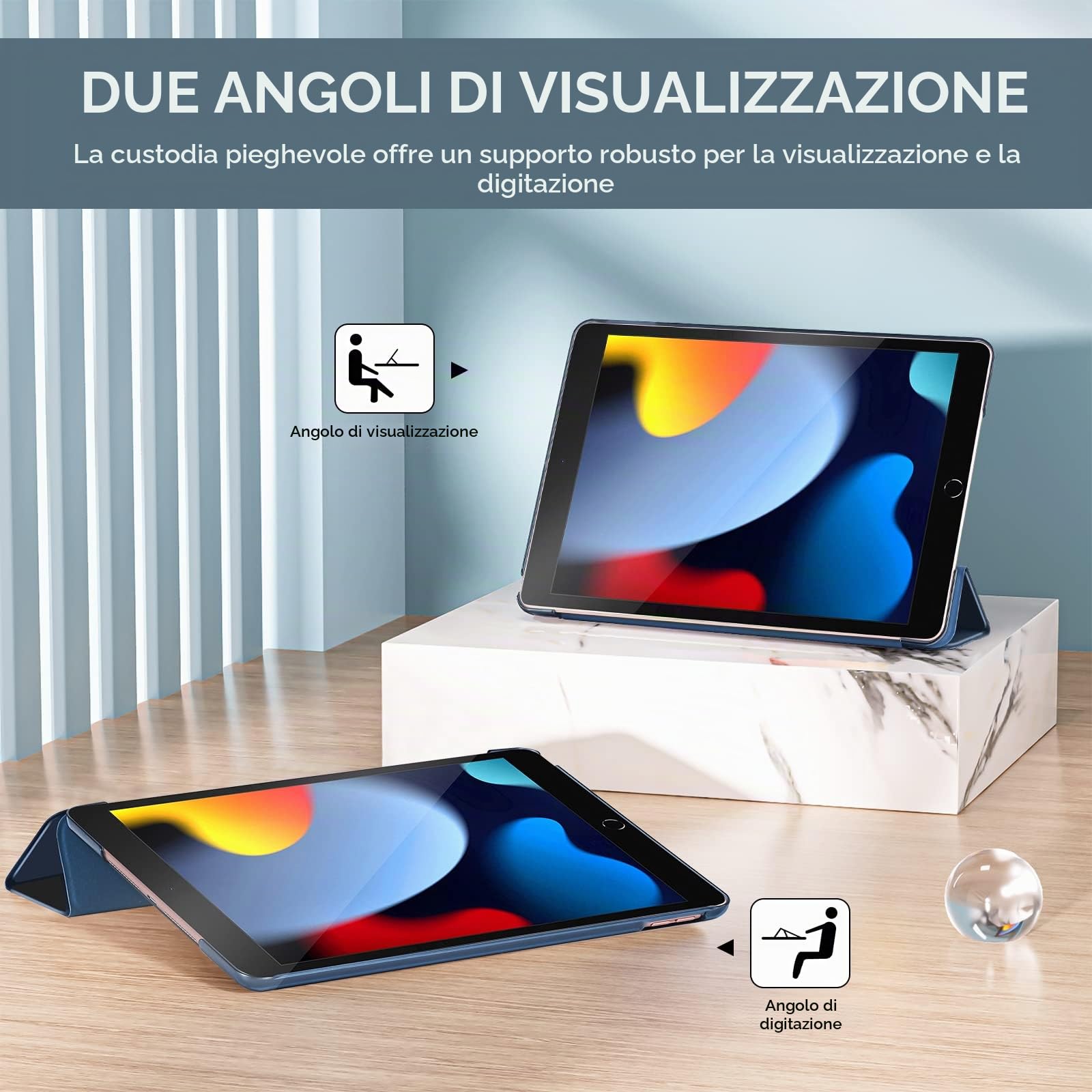 ProCase Cover iPad 9/8/7 Generazione, Custodia iPad 10,2 Pollici 2021/2020/2019 Auto Svegliati/Sonno - Blu Marino
