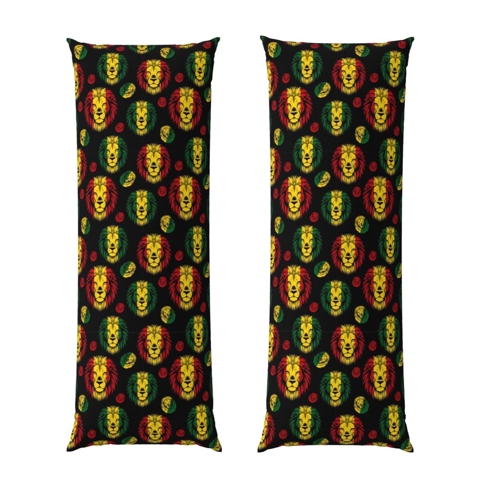 Long Body Pillow Cover 20x54, Reggae Rasta Flag Lion, Plush Velvet Pillowcase with Zipper, Cozyffy Rectangular Case for Bedroom Couch Sofa Sleeping