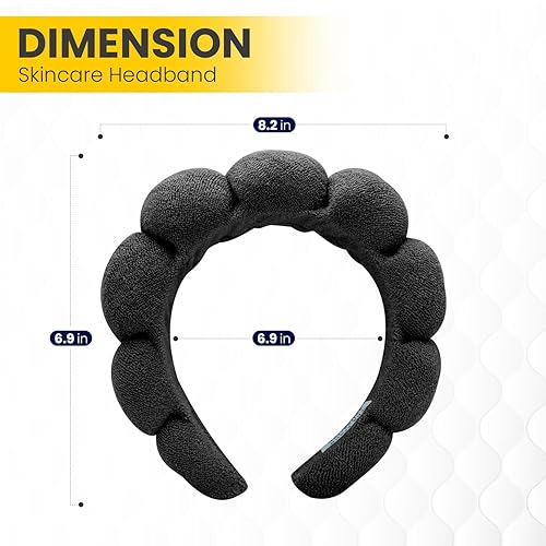 Miniatura 4 de Diadema de spa para lavar la cara con pulsera, diademas de esponja de maquillaje para mujeres, diadema de burbujas para el cuidado de la piel para