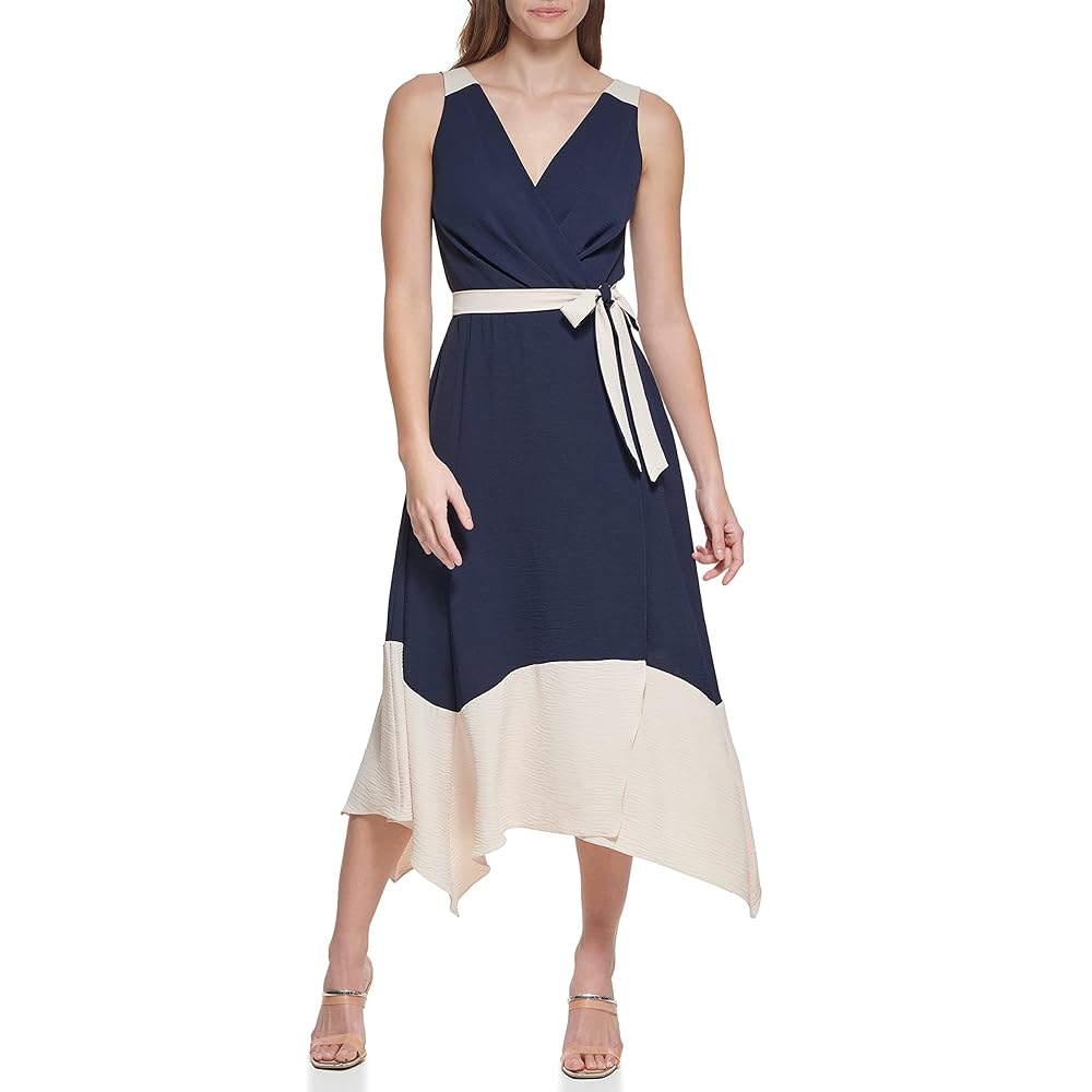 即発! サイズ4! DKNY Colorblock Dress DKNY Women's Color Block Light Weight Washer Fabric