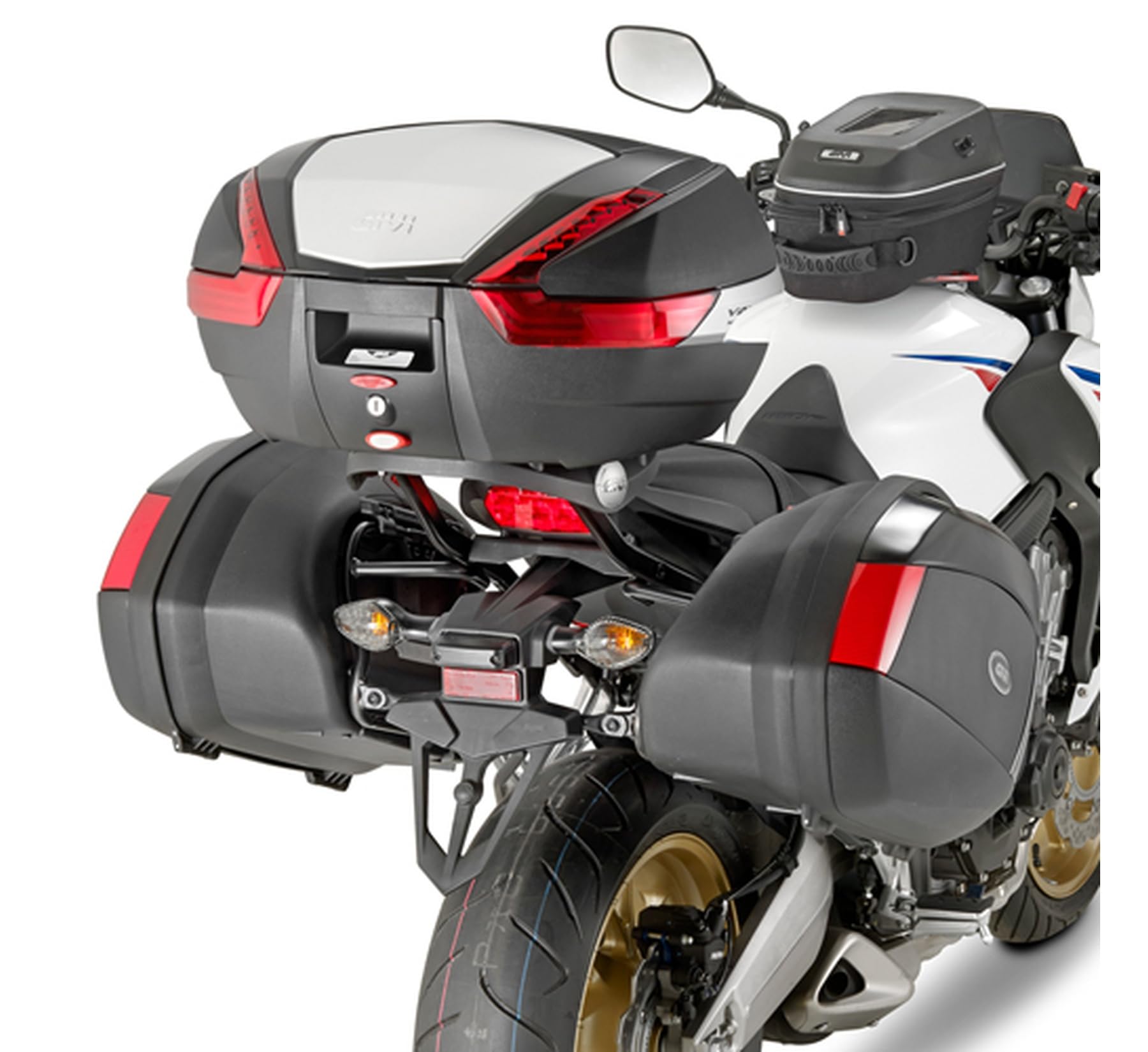givi motorradkoffer alp44a monolock alpina aluminium 44 lt + träger kompatibel mit honda cbr 650 f 2014 2015 2016 mototopgun alp44a + 1137fz + m5m
