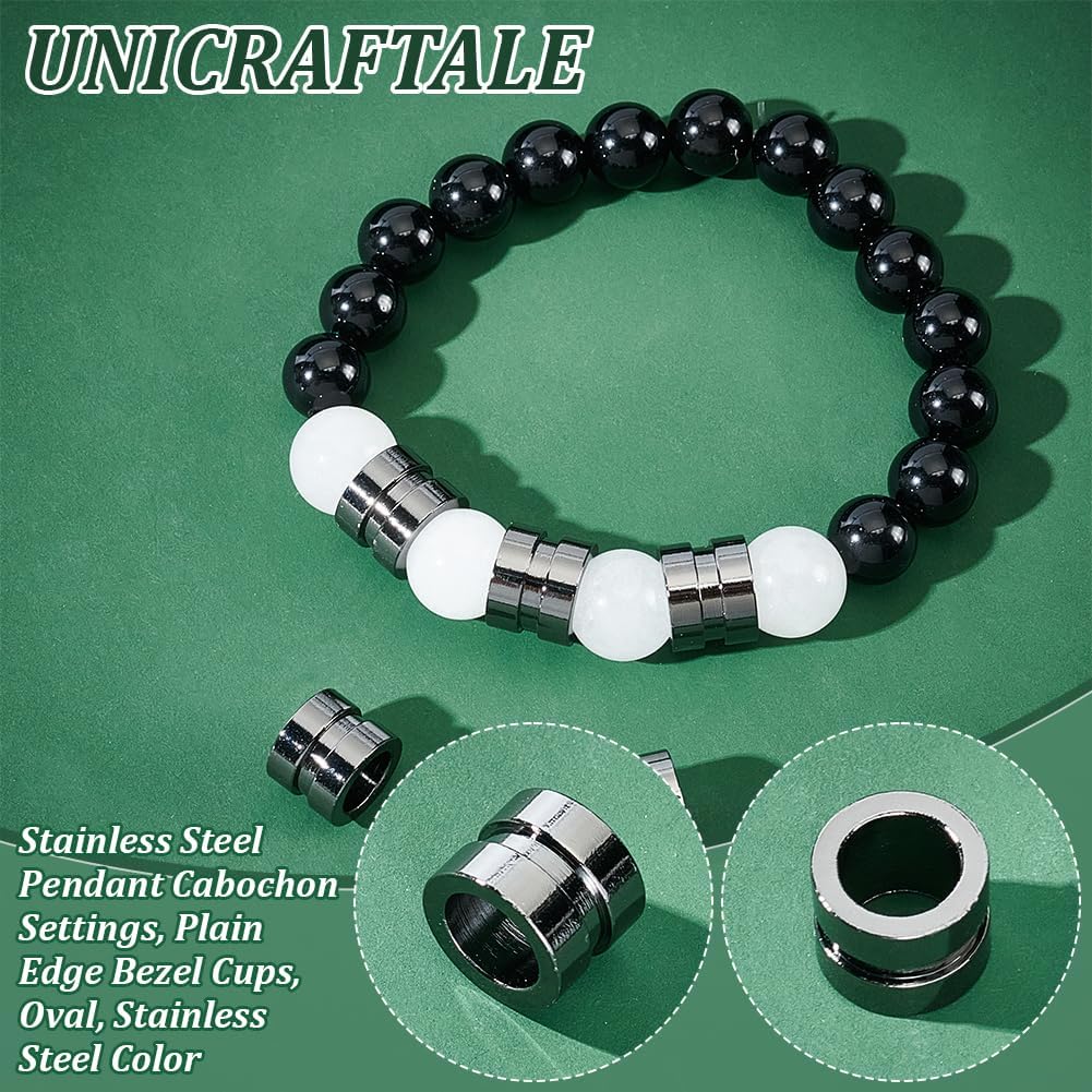 UNICRAFTALE 5pcs 6.5mm Parachute Cord Bead Stainless Steel Column Beads Grooved Spacer Large Hole Beads Gunmetal Loose Charms Lanyard Beads for Knives Pendant - Image 5