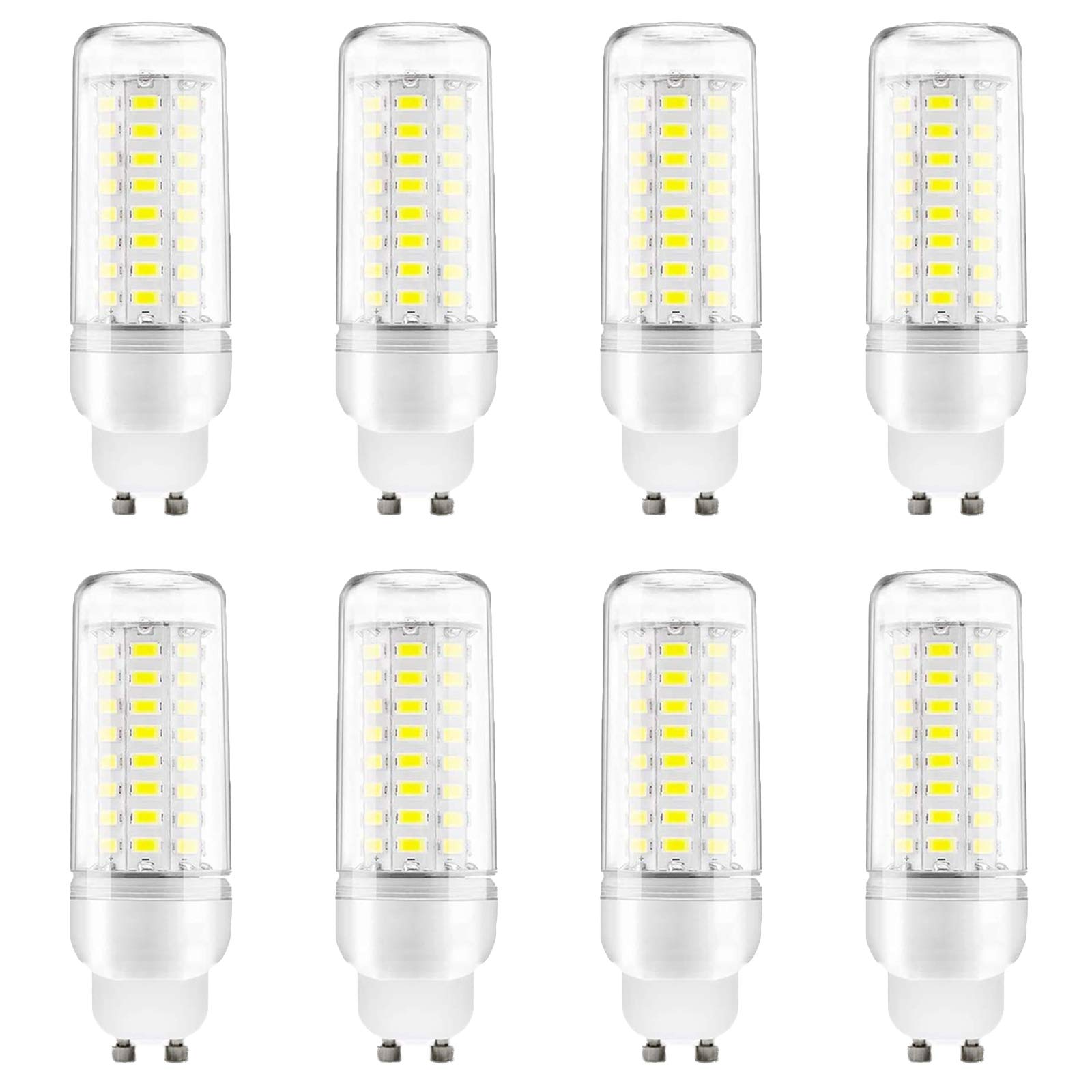 Bombilla LED tubular maíz GU10 12 W, frío, 6000 K, equivalente a luz incandescente 100 W, candelabro LED GU10, bombillas ángulo haz 360 grados, no regulables, 8 unidades