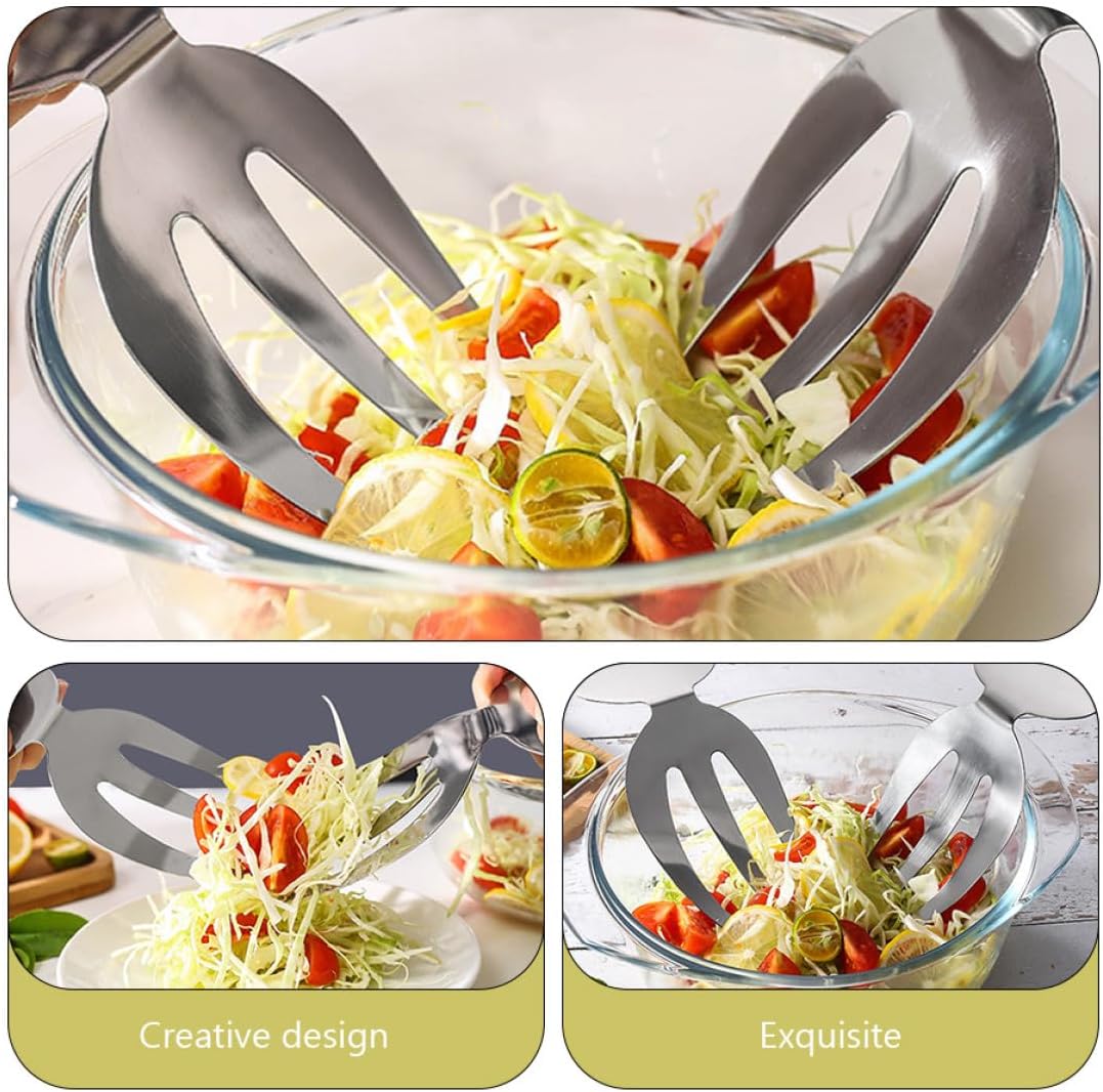 2pcs Stainless Steel Salad Servers Forks Creative Portable