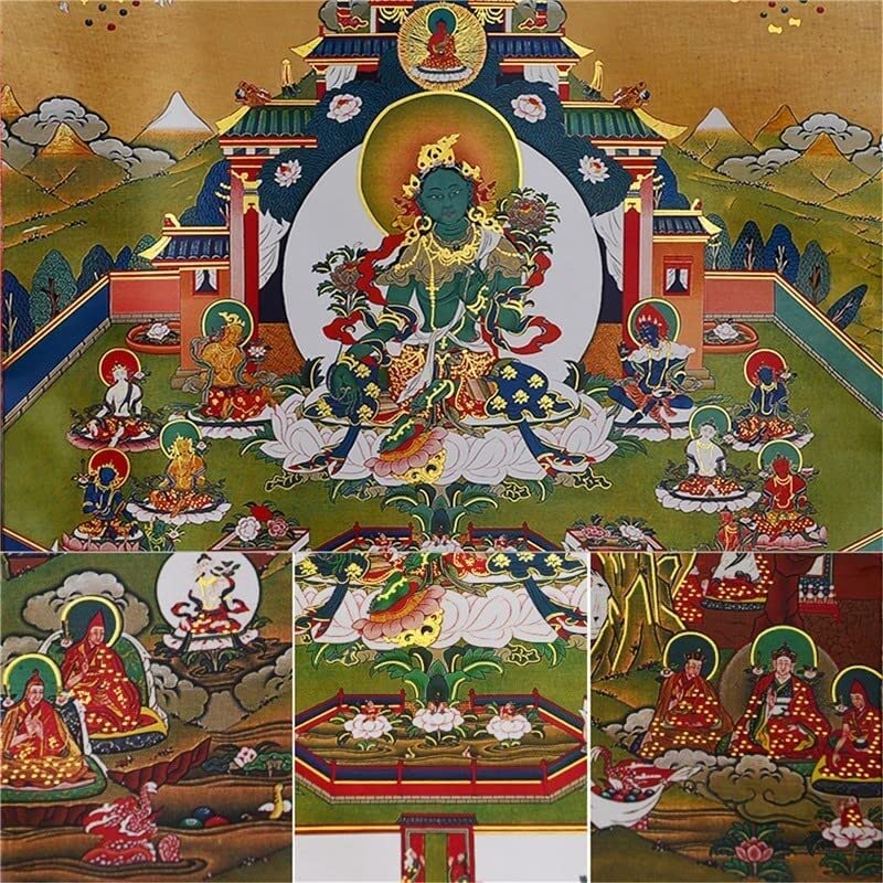 Thangka de Tara Verde Khadiravani en brocado fino de estampado caliente 2