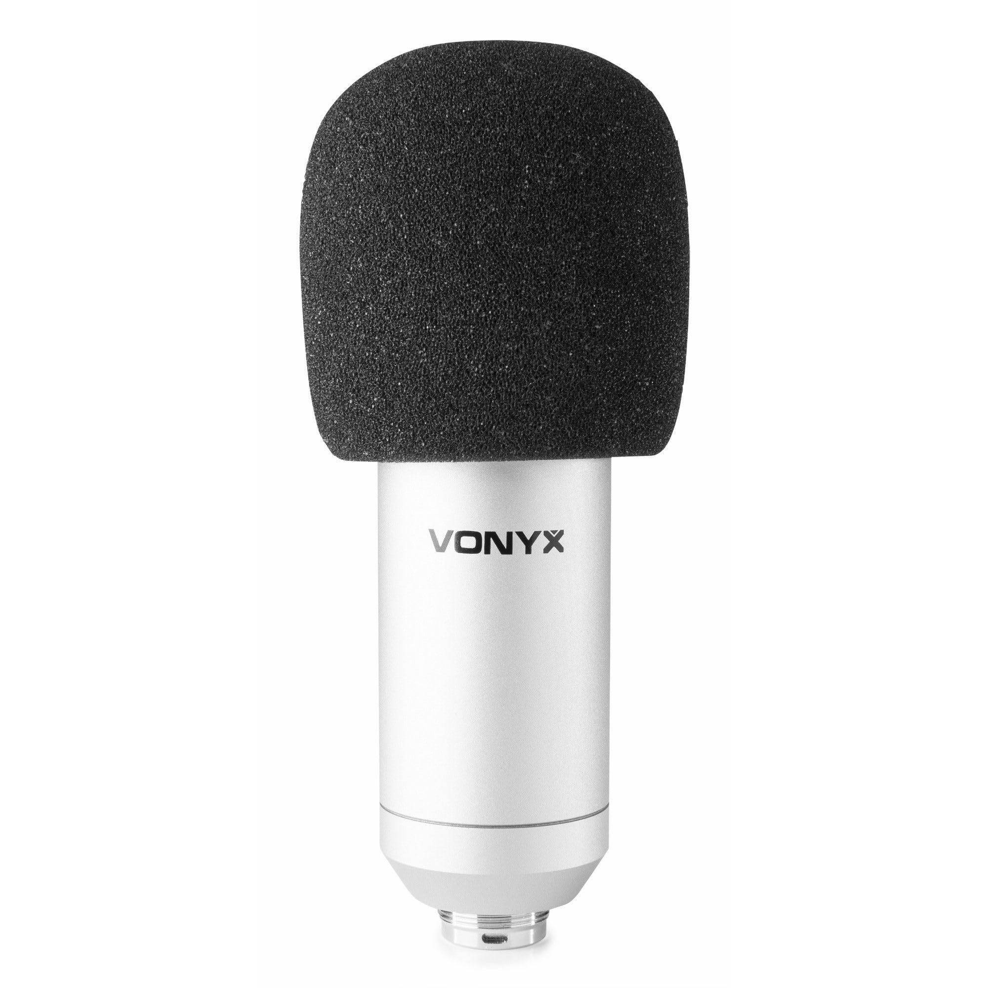 VONYX CMS300S - Microfono YouTube con braccio articolato - Titanio, Micro Professionale con Filtro Anti-Pop, ideale per Gaming, Streaming o per realizzare il contenuto YouTube e Tiktok