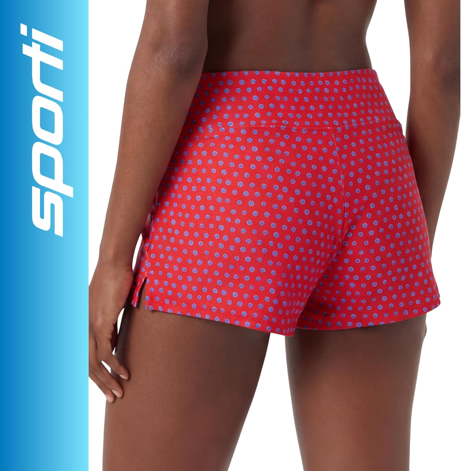 Sporti Women's High Waisted Swim Board Shorts, Active Swim Short Bottom, Internal Built-in Brief, Adjust Drawstring Waistband