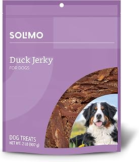 Solimo Duck Jerky Dog Treats, 2 lbs - Grain-Free Whole Muscle Jerky, Duck #1 Ingredient, No Corn Wheat Soy Gluten