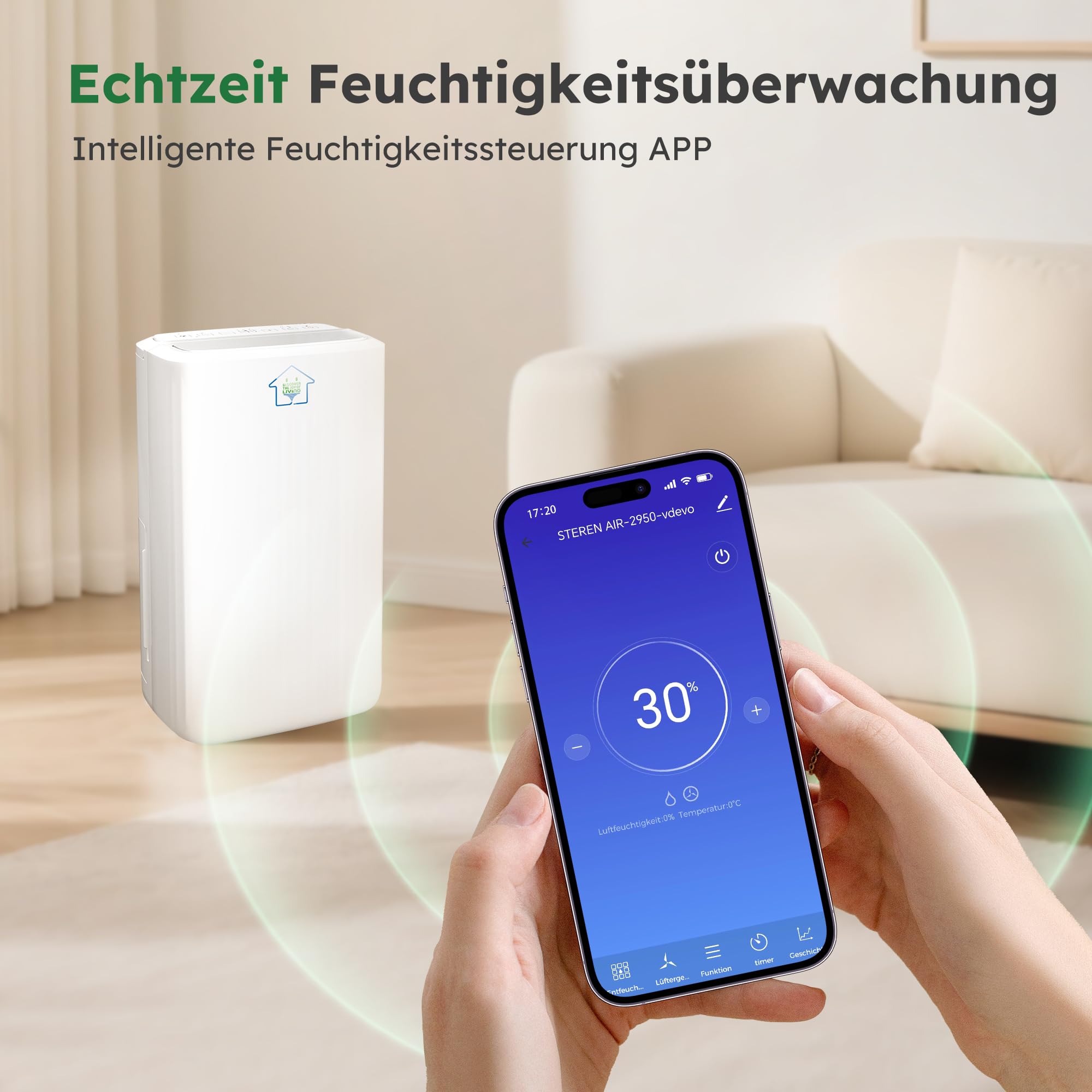 Luftentfeuchter Elektrisch 12L, 122m³,Entfeuchter Elektrisch | Keller 36dB Leiser Raumentfeuchter, 3 Modi, Wäschetrockner & 24h Timer, für Schlafzimmer & Bad