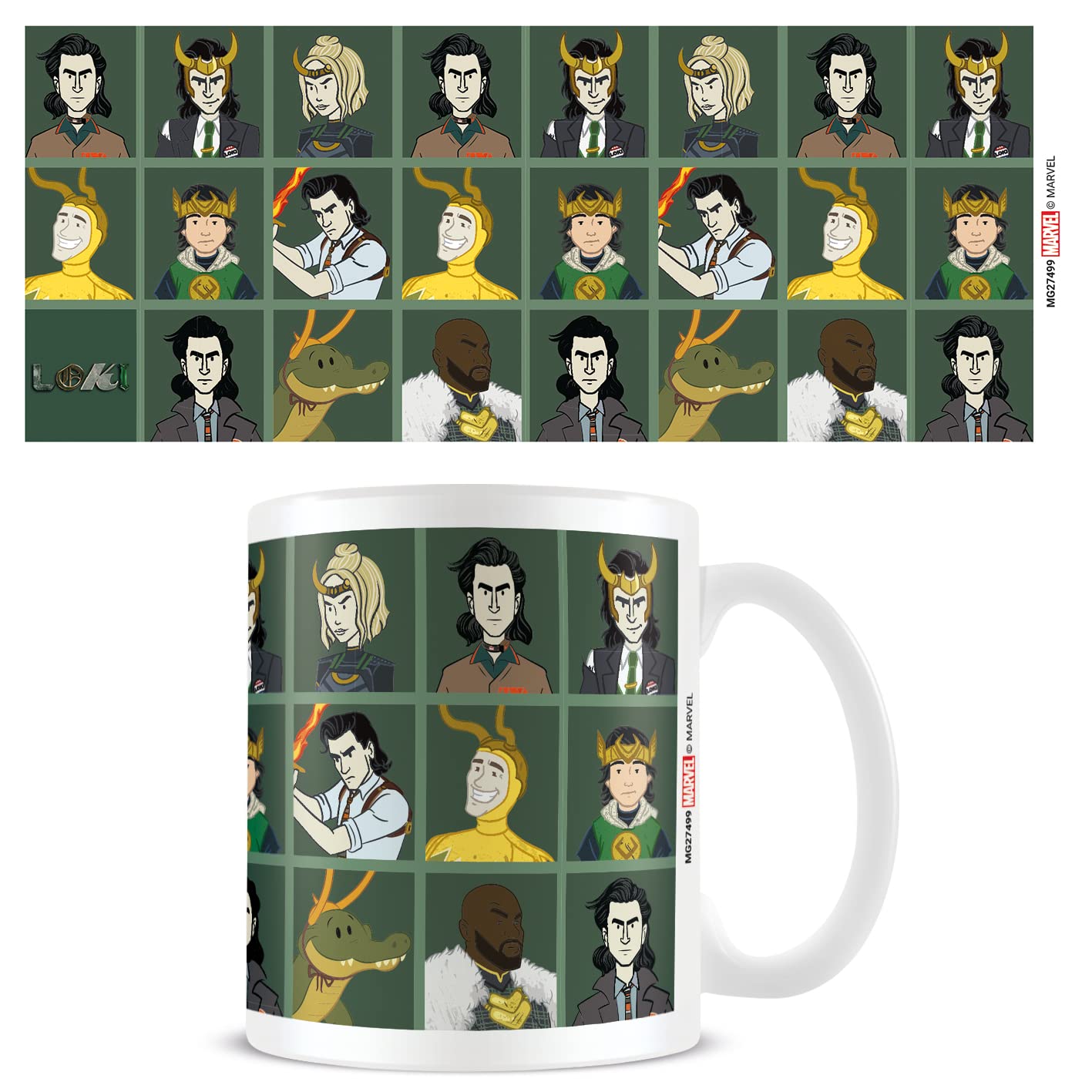 Pyramid International Marvel Loki Mug in Presentation Gift Box (Loki Variants Illustration Design) 11oz Ceramic Mug, Coffee Mugs for Women and Men - Official Merchandise, White