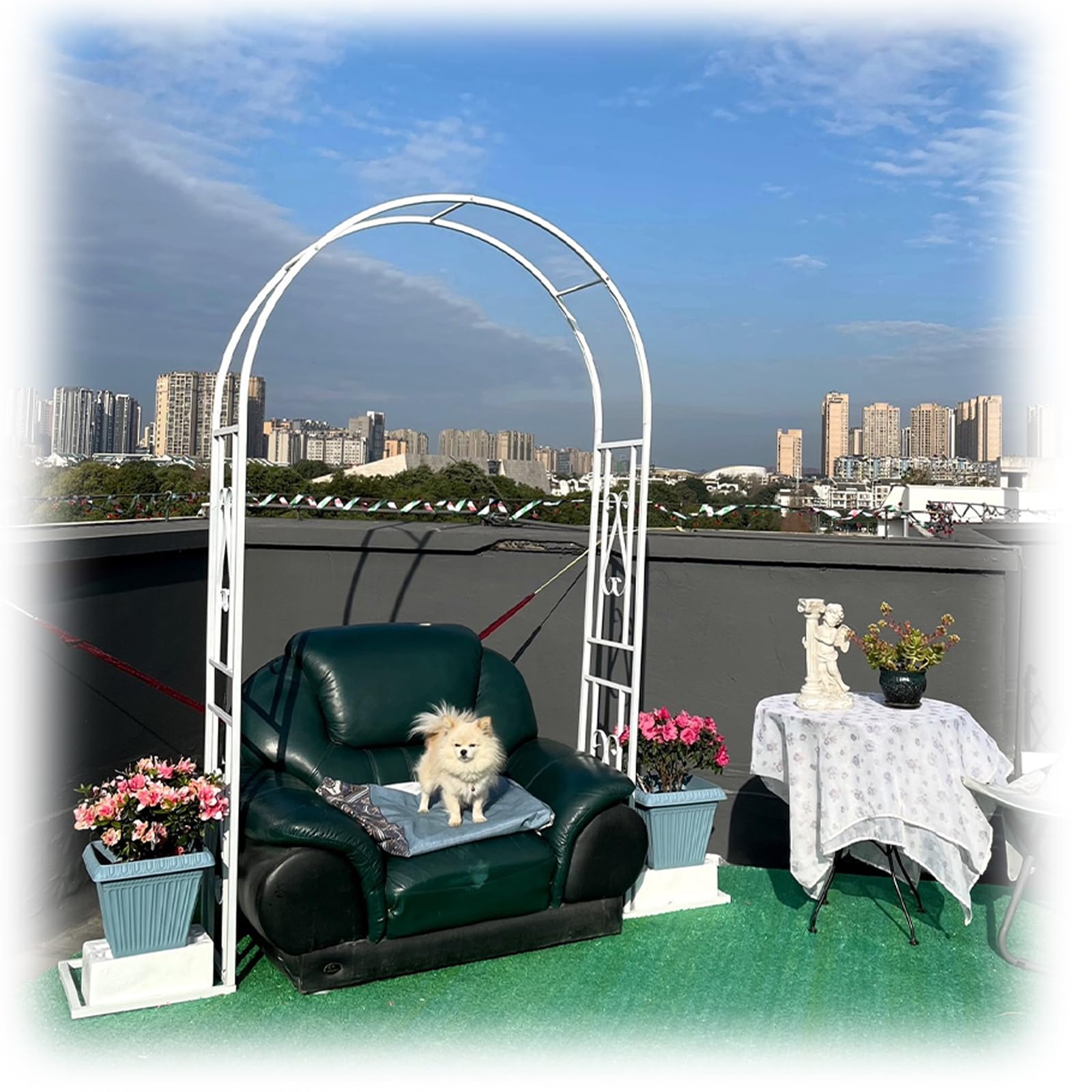 Wetsfgdg Garden Arch,Garden Arches Metal Strong,for Garden Entrance Weatherproof Metal Garden Arch Easy to Assemble Flat Pack, No Tools Needed Sturdy Outdoor Archway for PlantsWhite-A(140x40x230cm)