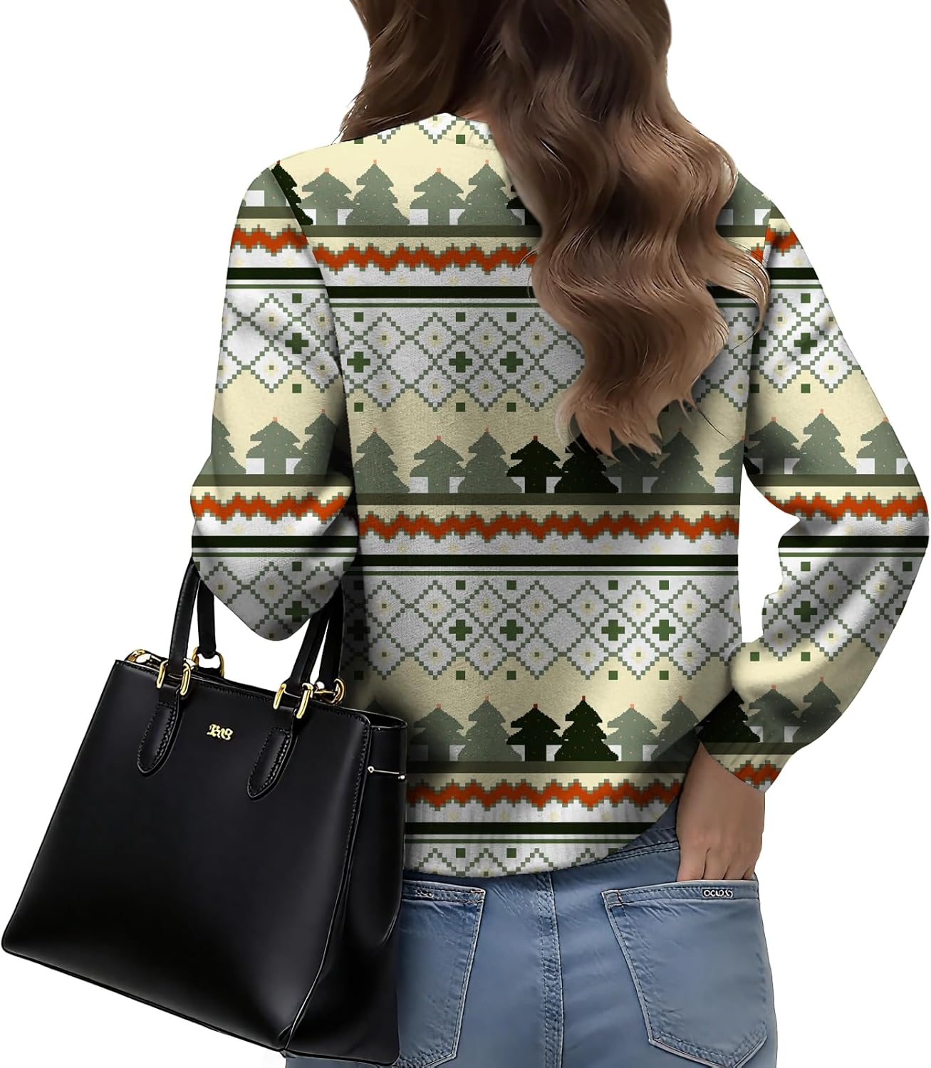 LIZALIG Womens Long Sleeve Print Pullover Sweater Round Neck Relaxed Fit Soft Comfortable Chic Fall Fashion Trendy - Image 2