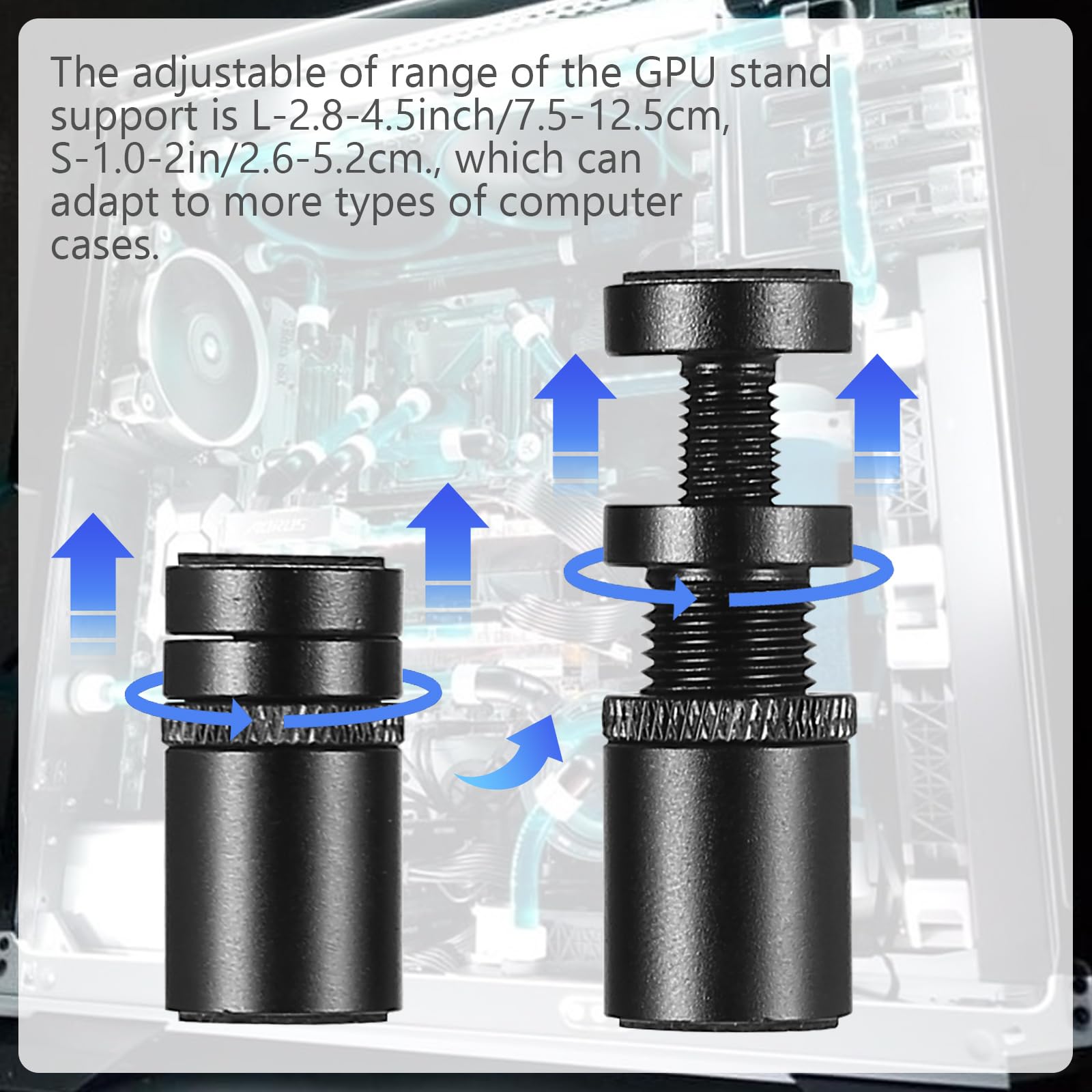 2 supporti GPU, supporto per schede grafiche regolabili con base magnetica, supporto in alluminio in due dimensioni 26-50 mm e 72-120 mm, supporto SAG per computer desktop. Supporto per scheda grafica