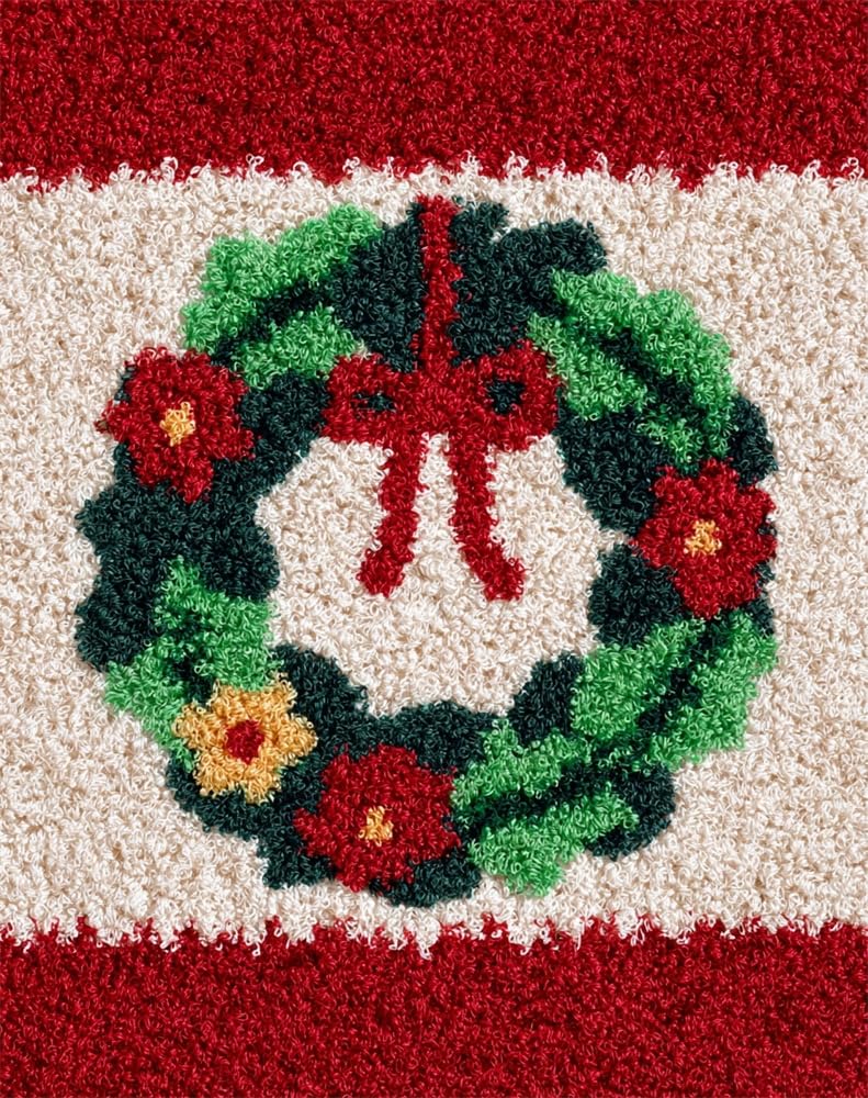 FWRTYCB Latch Hook Rug Kit,Christmas Wreath Xmas Garland