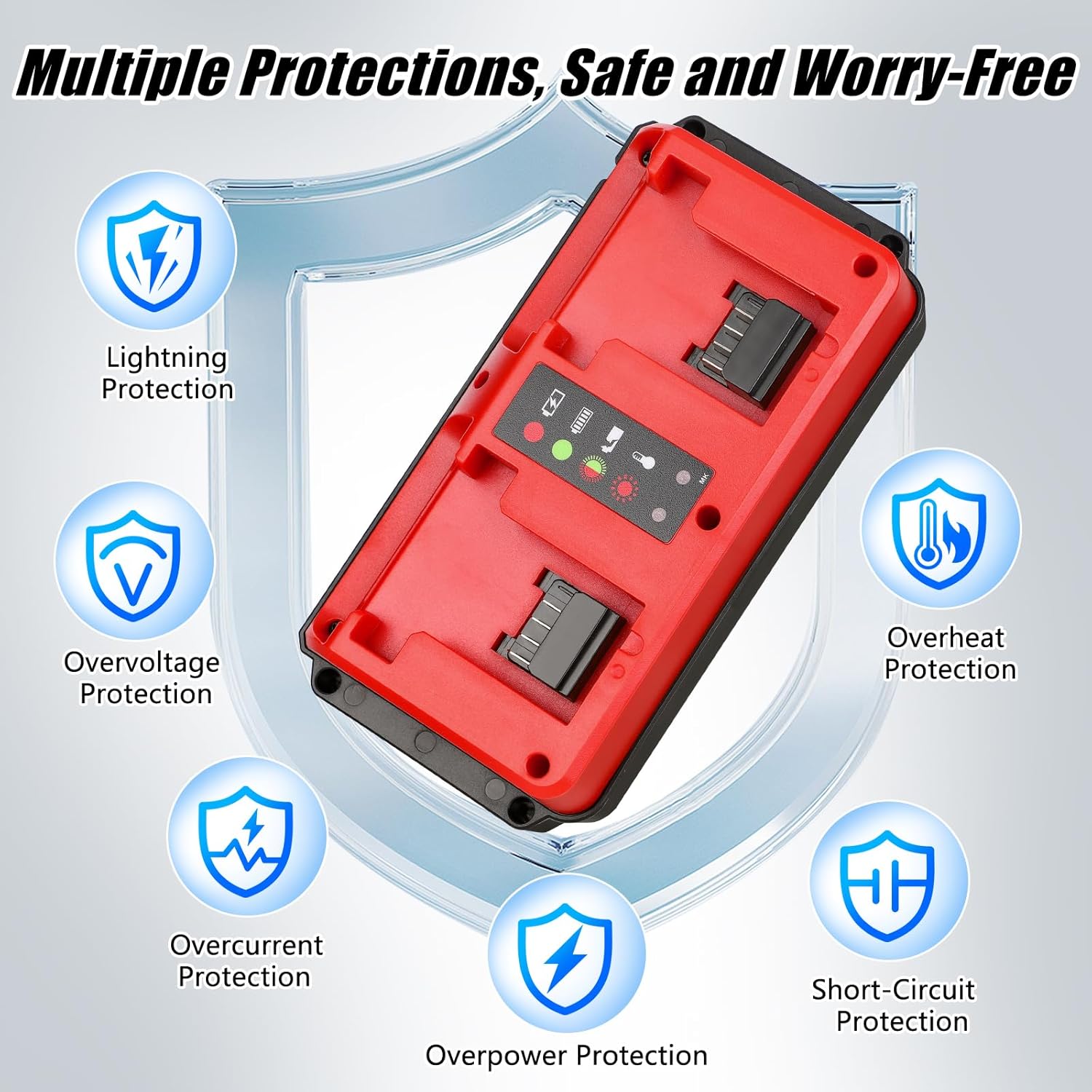 18V Battery Dual Charger Station 2 Port Compatible with Milwaukee M18 18V Battery, Mini Multi-Voltage Charger Input 100-240V - Image 4