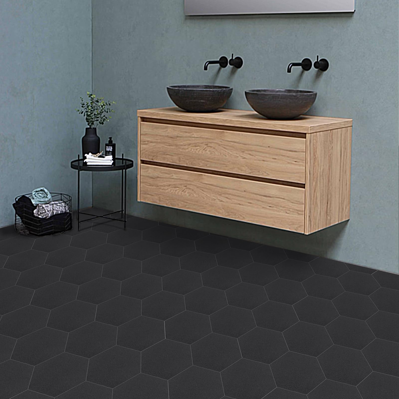Hexagon Peel And Stick Flooring MORCART White Marble Hexagon Vinyl ...