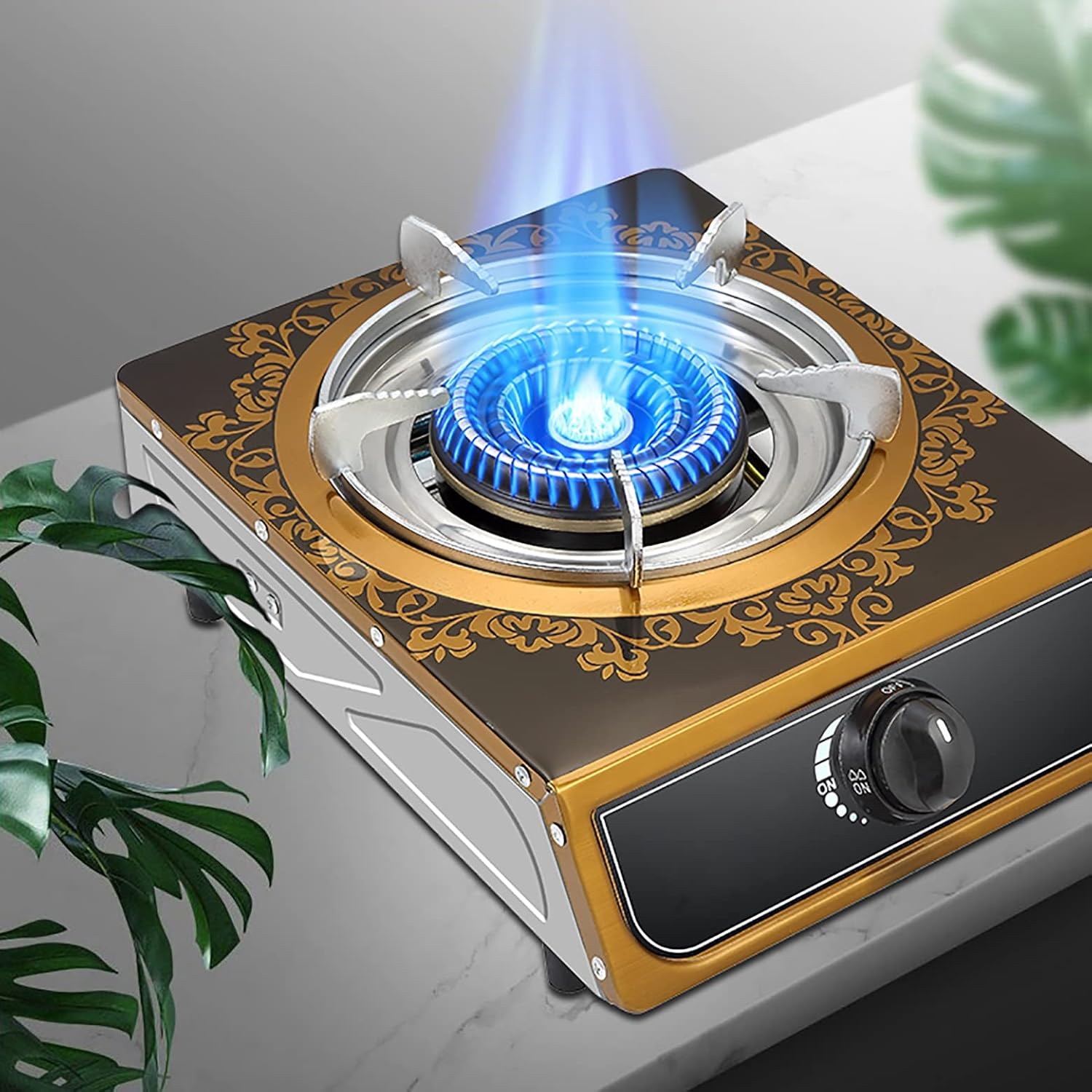 Gas cooktop Desktop Burner Cooker gas hob 30cm Hob, Outdoor Camping Triple Ring ，Ideal For Cooking While Travelling, 2500 W, Black [Energy Class A]