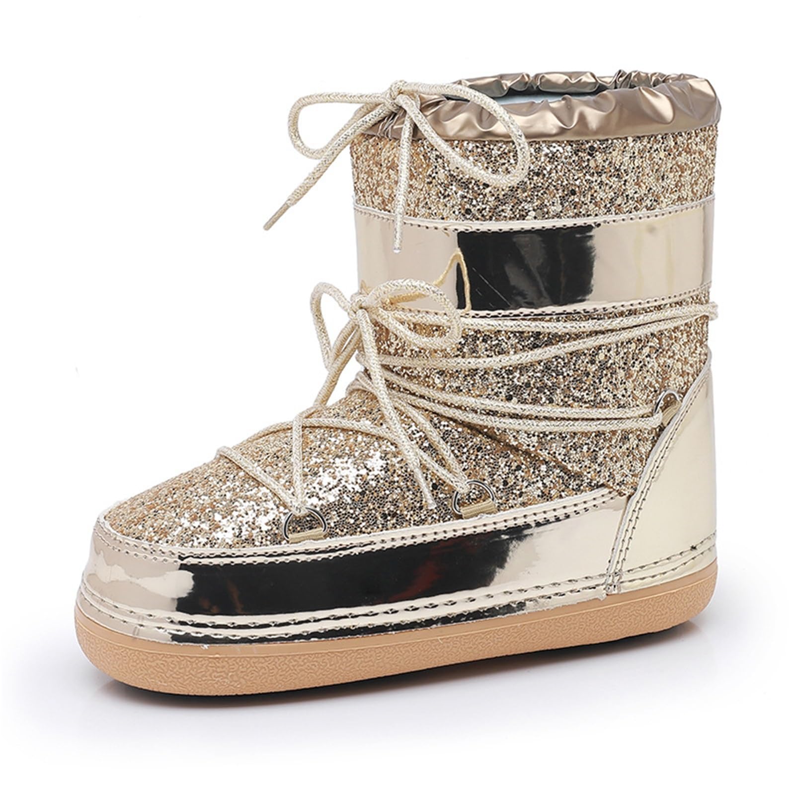 Damen Moon Boots Winter Wasserdichte Rutschfeste Schneestiefel Mit Abnehmbarer Innensole Glitzer Obermaterial Plateau Sohle