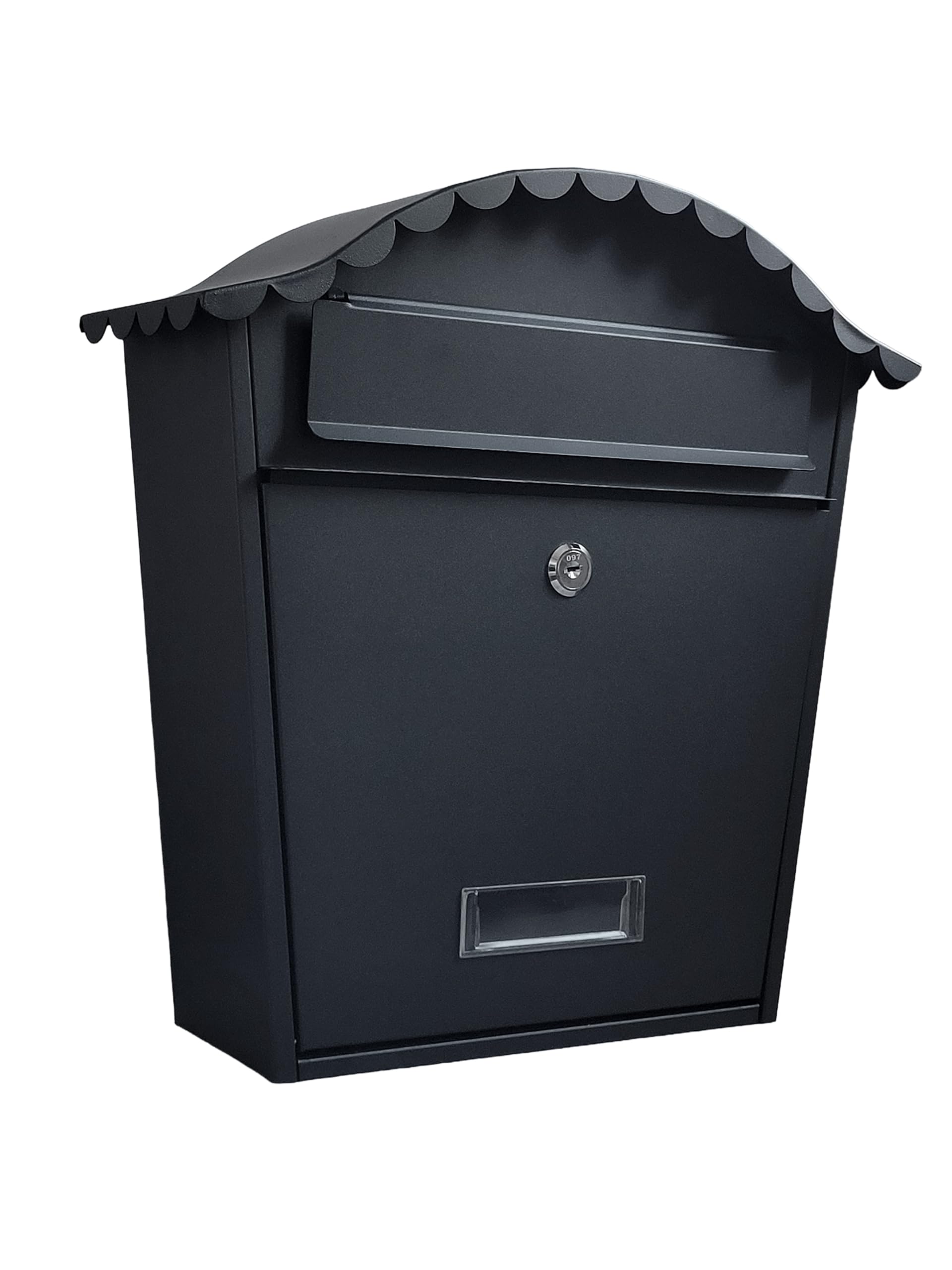 Wall Mounted Post Box in Black with Keys | Weatherproof Postbox for Outside Wall | Lockable Letter Box | External Letterbox | Mailbox Outdoor | Outdoor Letterbox