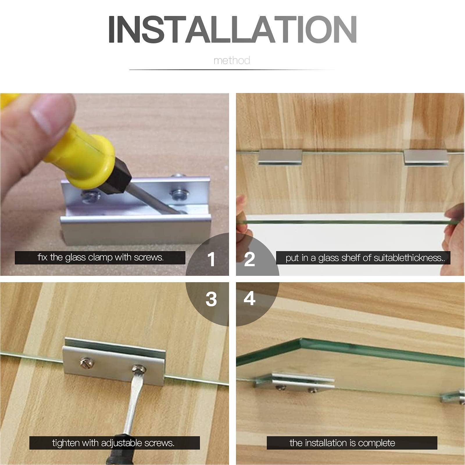 Srup 12 Pièces Aluminium Supports D'Étagère Verre 6 à 8