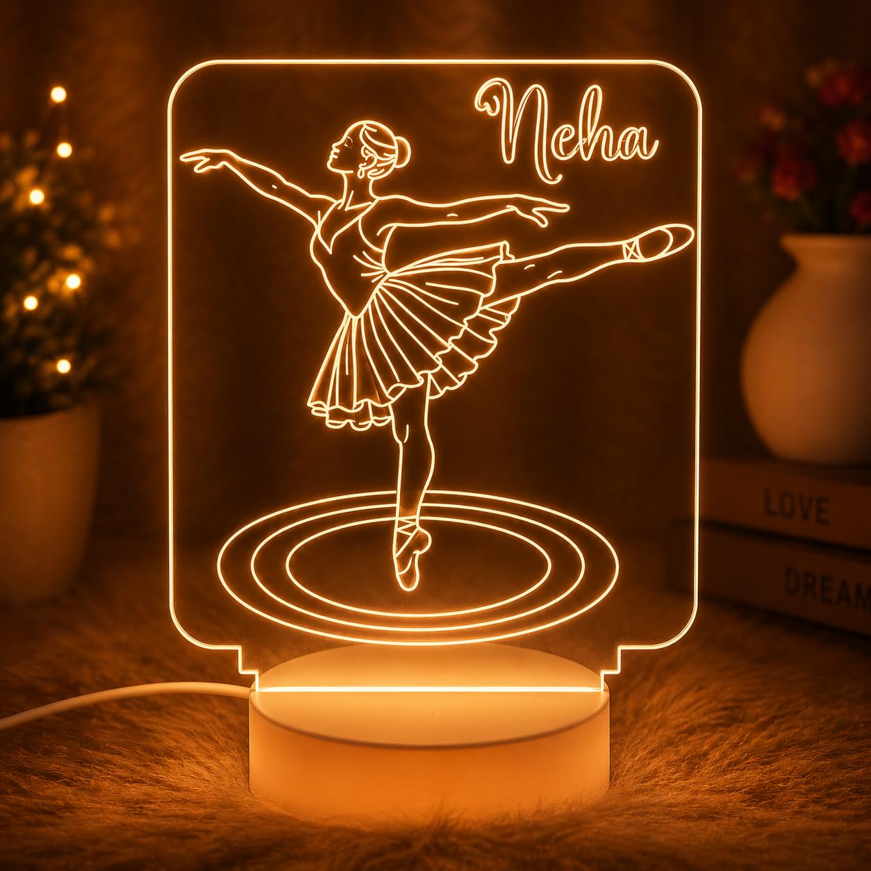Personalized Ballet Dancer LED Night Lamp with Custom Name, Acrylic 3D Illusion Ballerina Lamp, Warm White Bedside Light for Girls Room Decor & Dance Lovers-picture-33