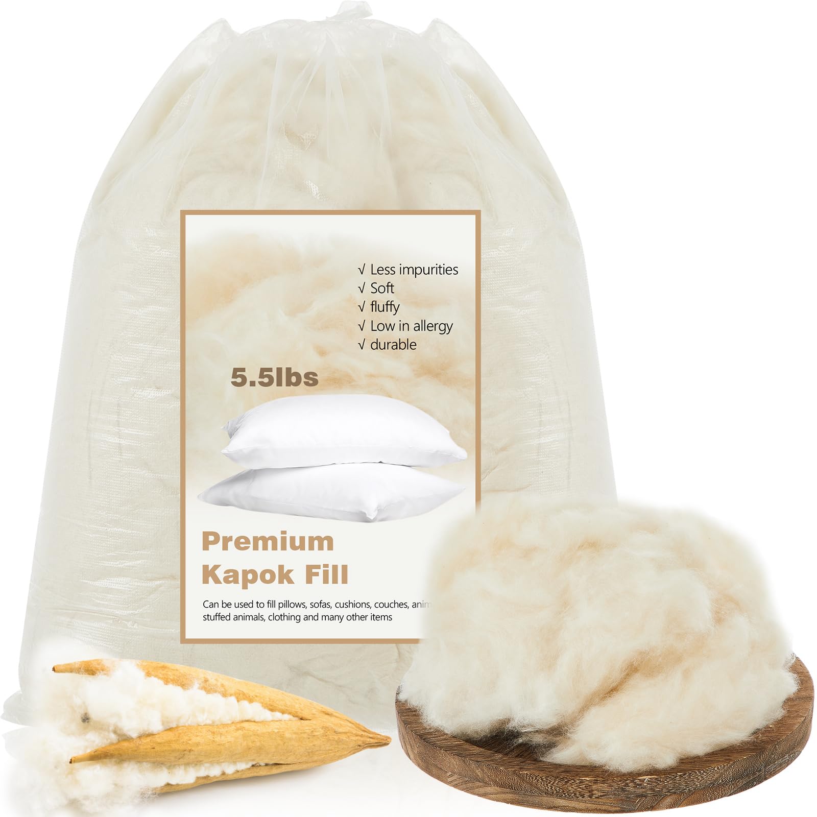 HunnmingRe 3.3 lb Kapok Filling