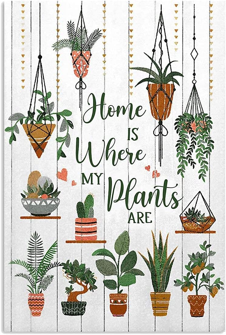 rayprint Green Plants Metal Tin Sign Home is Where My Plants are Retro Poster Home Farm Supermarket Garage Hotel Diner Mall Garden Door Wall Decor Art 8x12 Inch