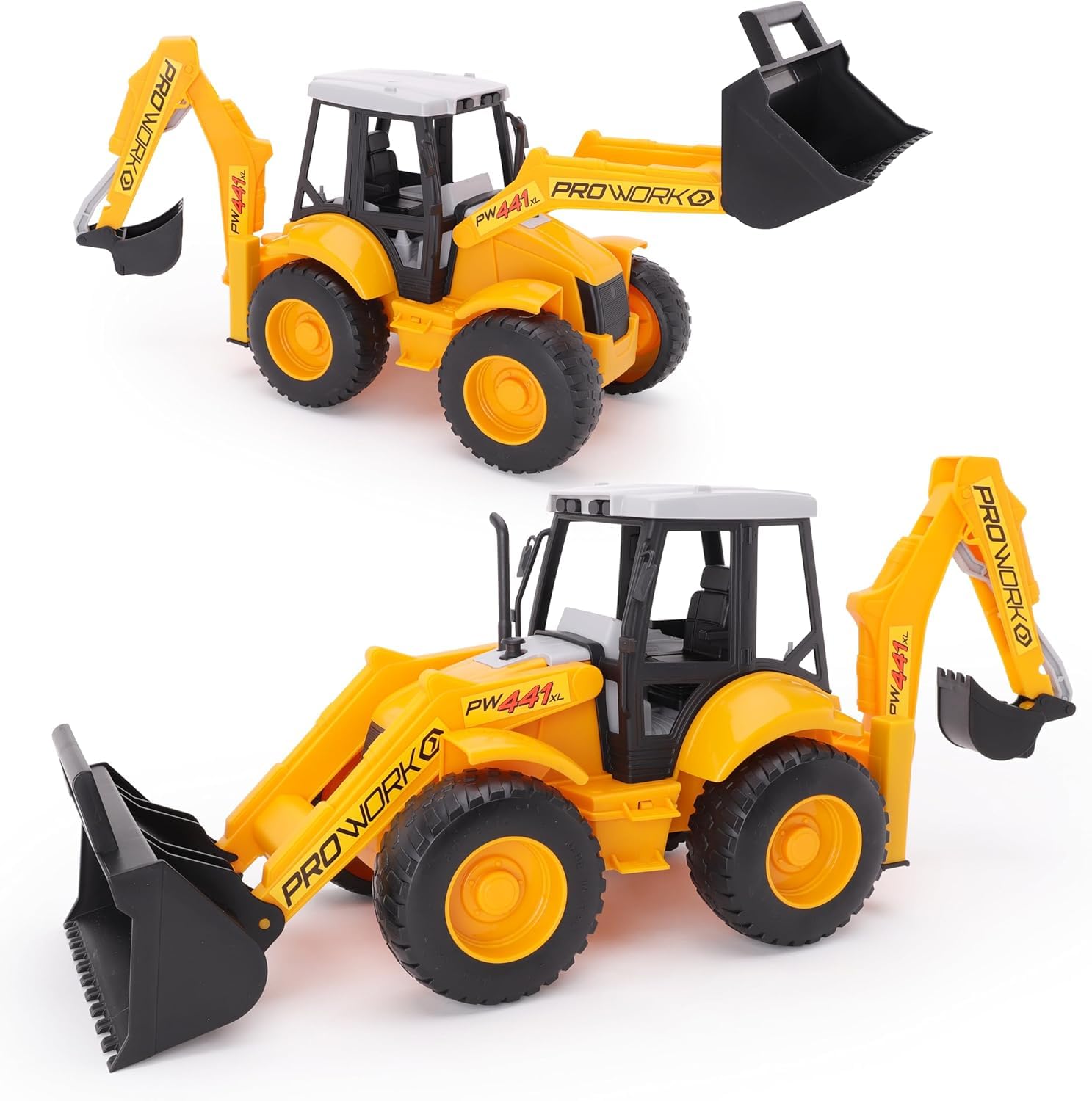 Toyland® 72cm (28") Large Backhoe Loader Vehicle - Moveable Front Loader & Backhoe - 1:16 - Construction Toys
